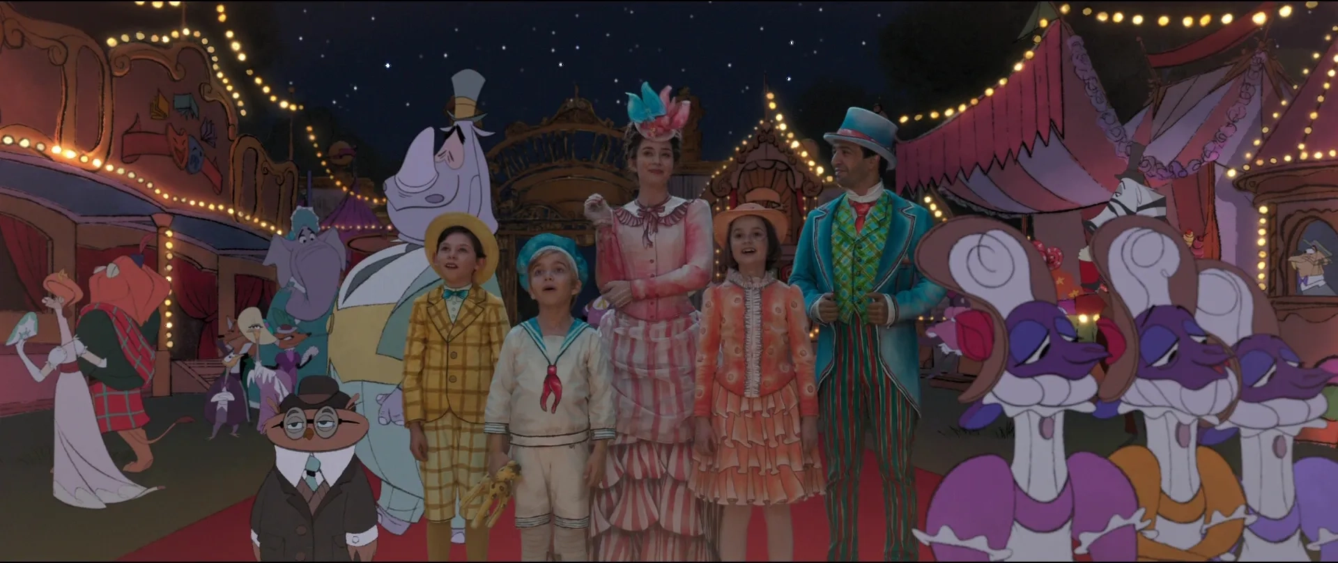 Lin-Manuel Miranda, Emily Blunt, Pixie Davies, Nathanael Saleh, and Joel Dawson in Mary Poppins Returns (2018)