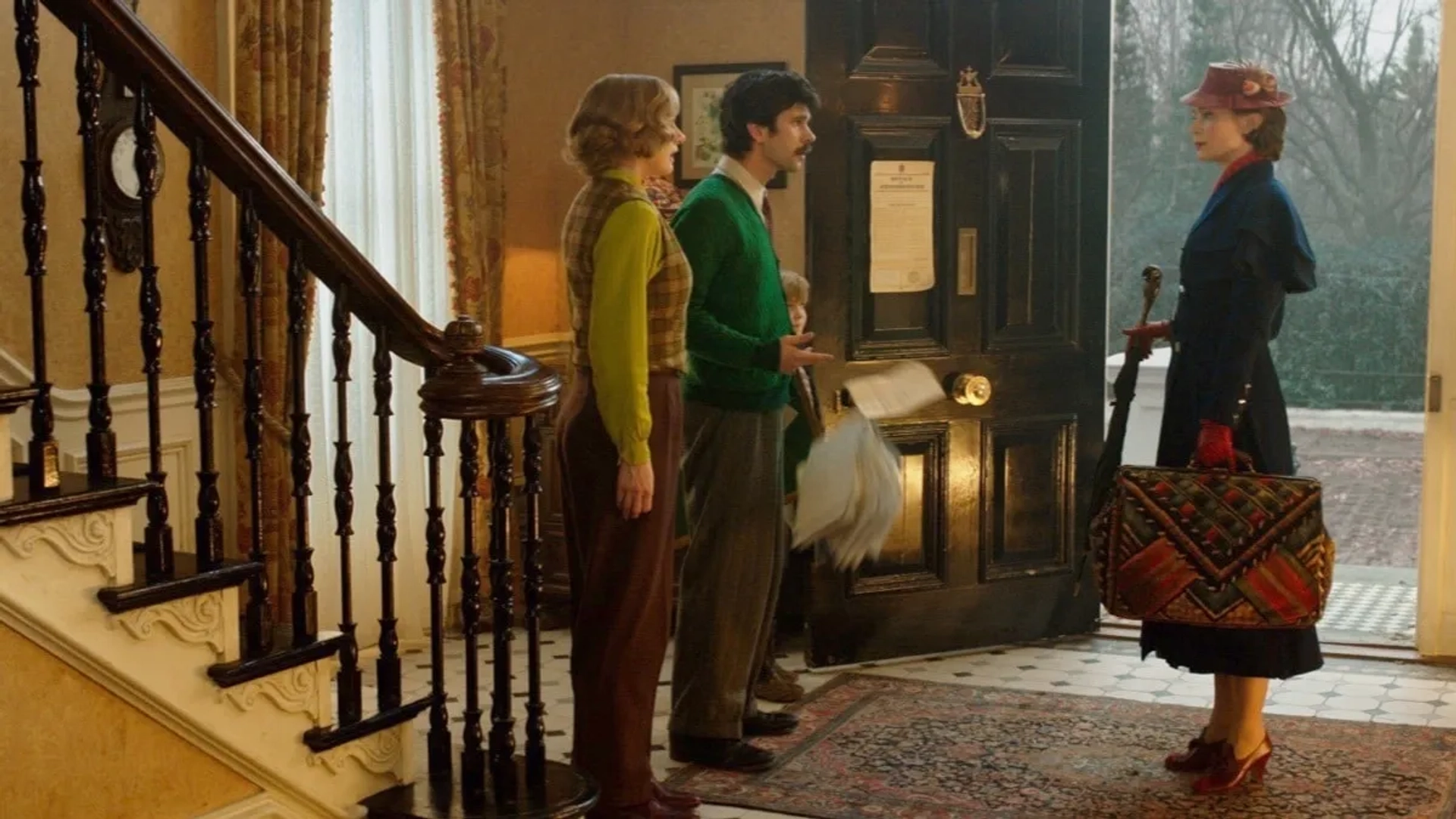 Emily Mortimer, Ben Whishaw, Emily Blunt, and Joel Dawson in Mary Poppins Returns (2018)