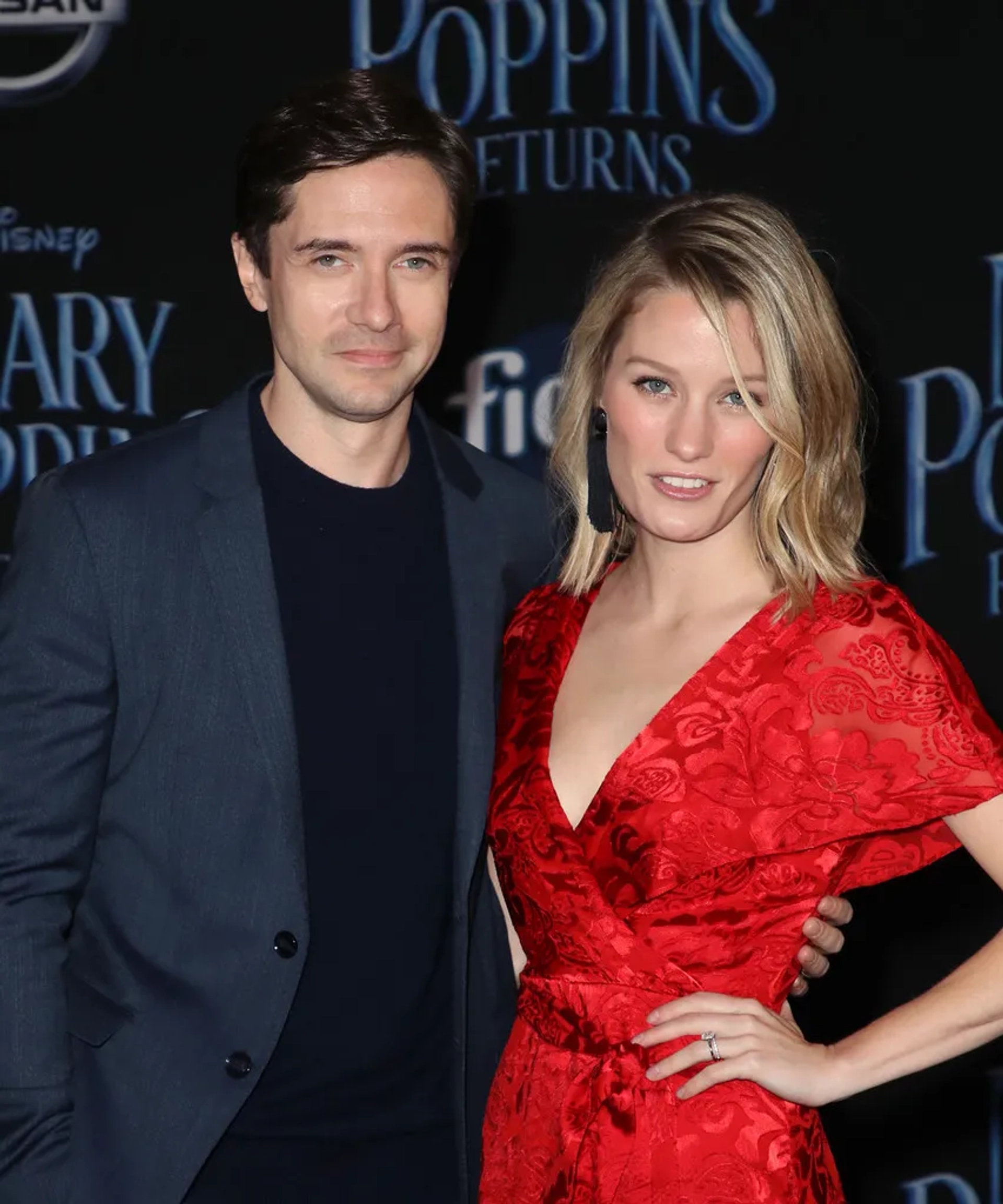 Topher Grace and Ashley Hinshaw at an event for Mary Poppins Returns (2018)