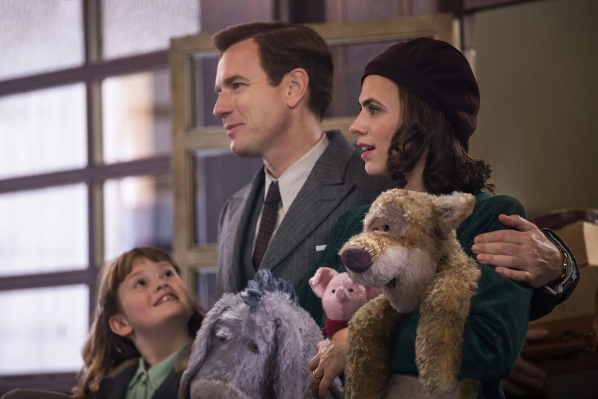 Ewan McGregor, Brad Garrett, Jim Cummings, Hayley Atwell, Nick Mohammed, and Bronte Carmichael in Christopher Robin (2018)