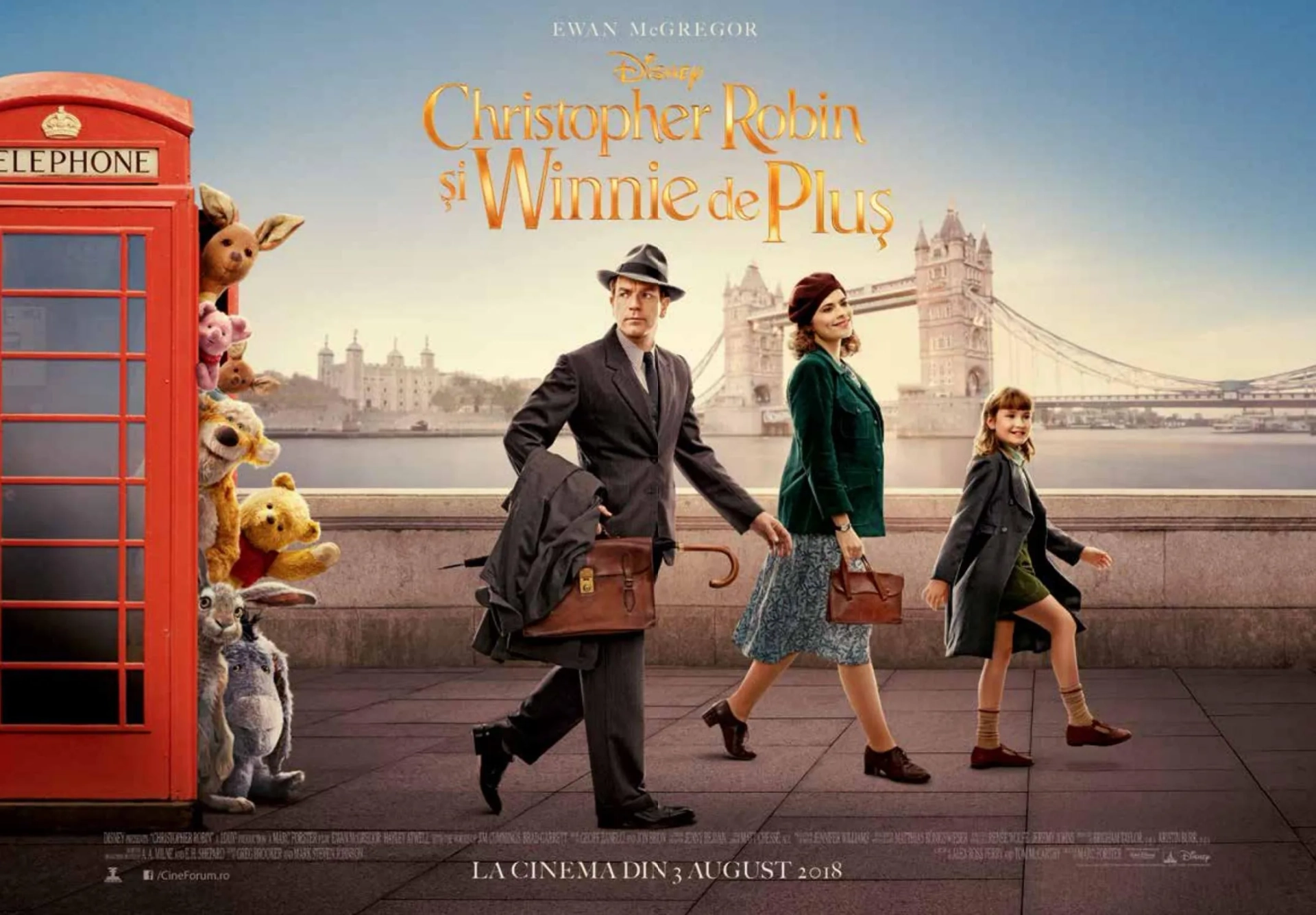 Ewan McGregor, Hayley Atwell, and Bronte Carmichael in Christopher Robin (2018)