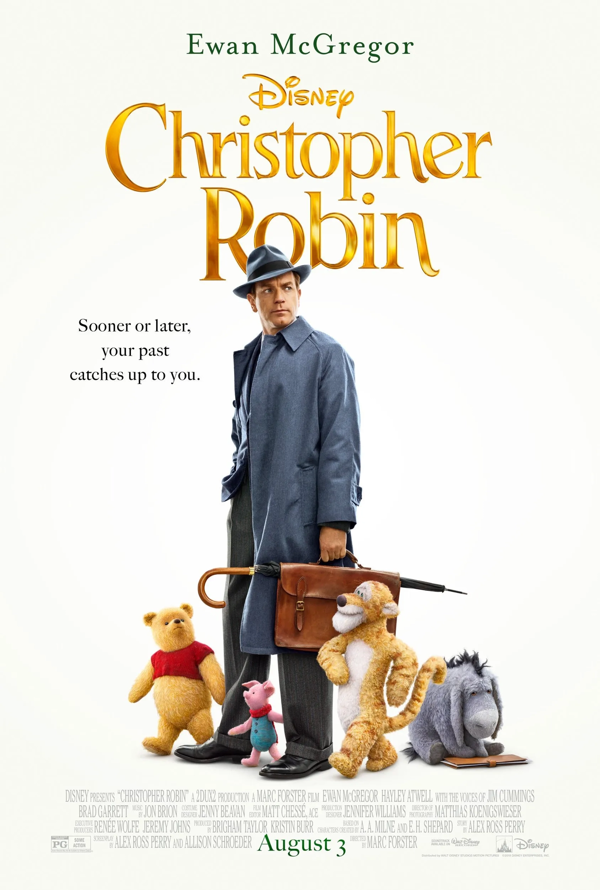 Ewan McGregor, Brad Garrett, Jim Cummings, and Nick Mohammed in Christopher Robin (2018)