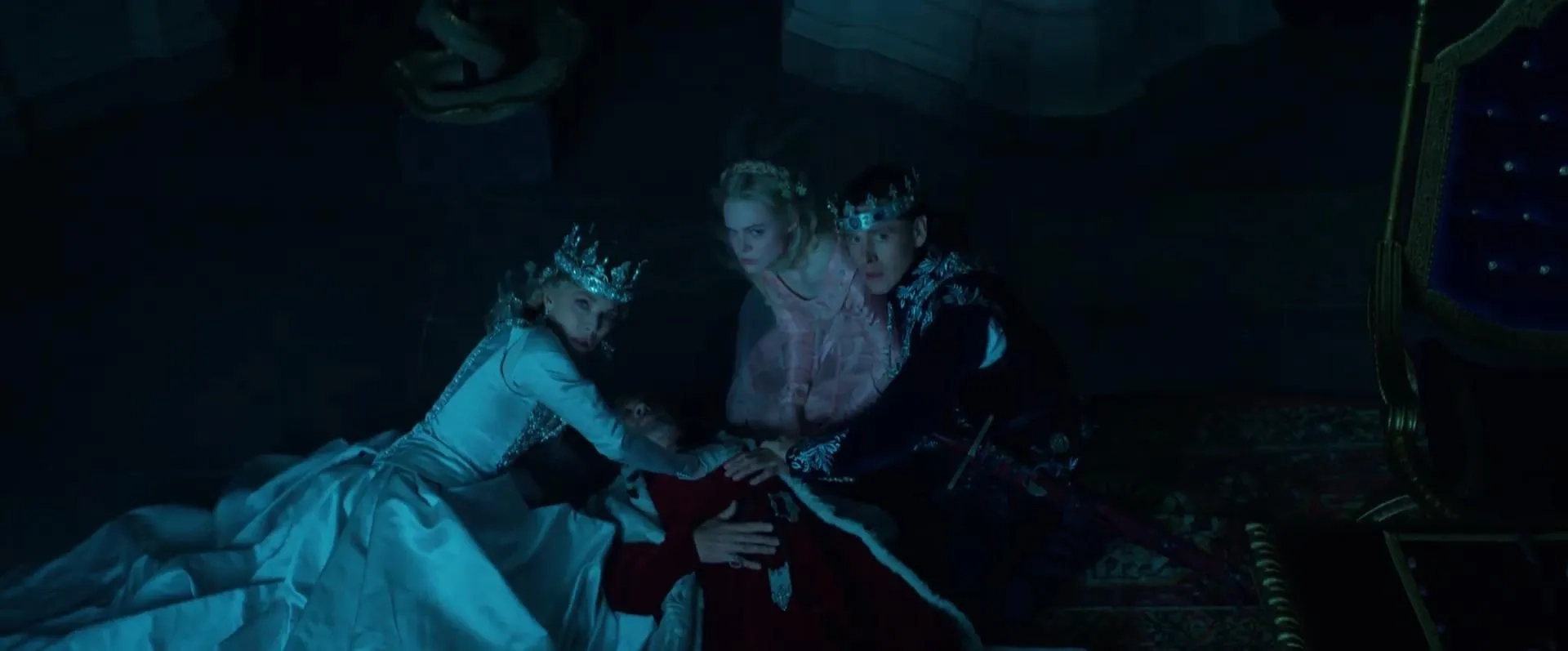 Michelle Pfeiffer, Robert Lindsay, Elle Fanning, and Harris Dickinson in Maleficent: Mistress of Evil (2019)