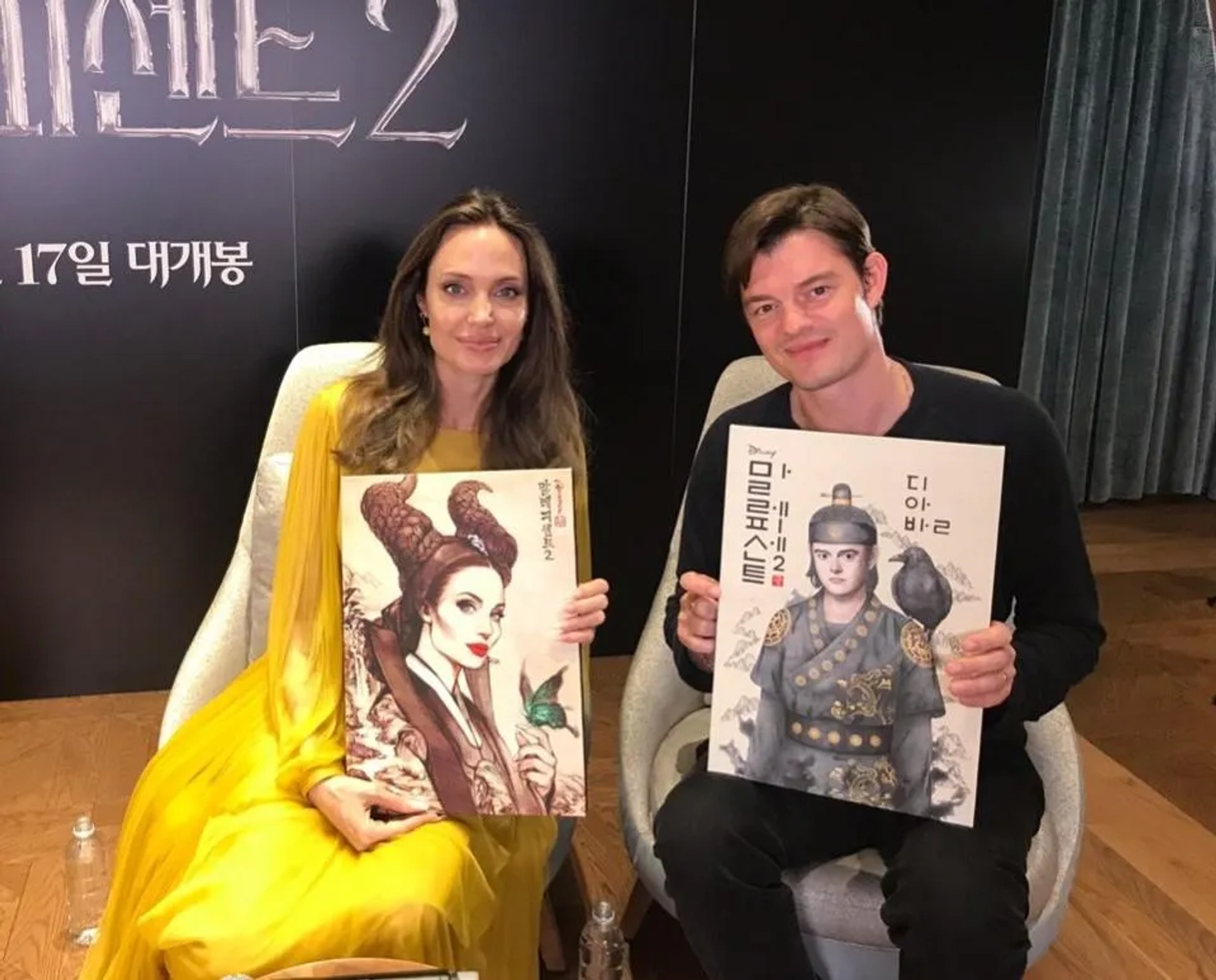 Angelina Jolie and Sam Riley at an event for Maleficent: Mistress of Evil (2019)