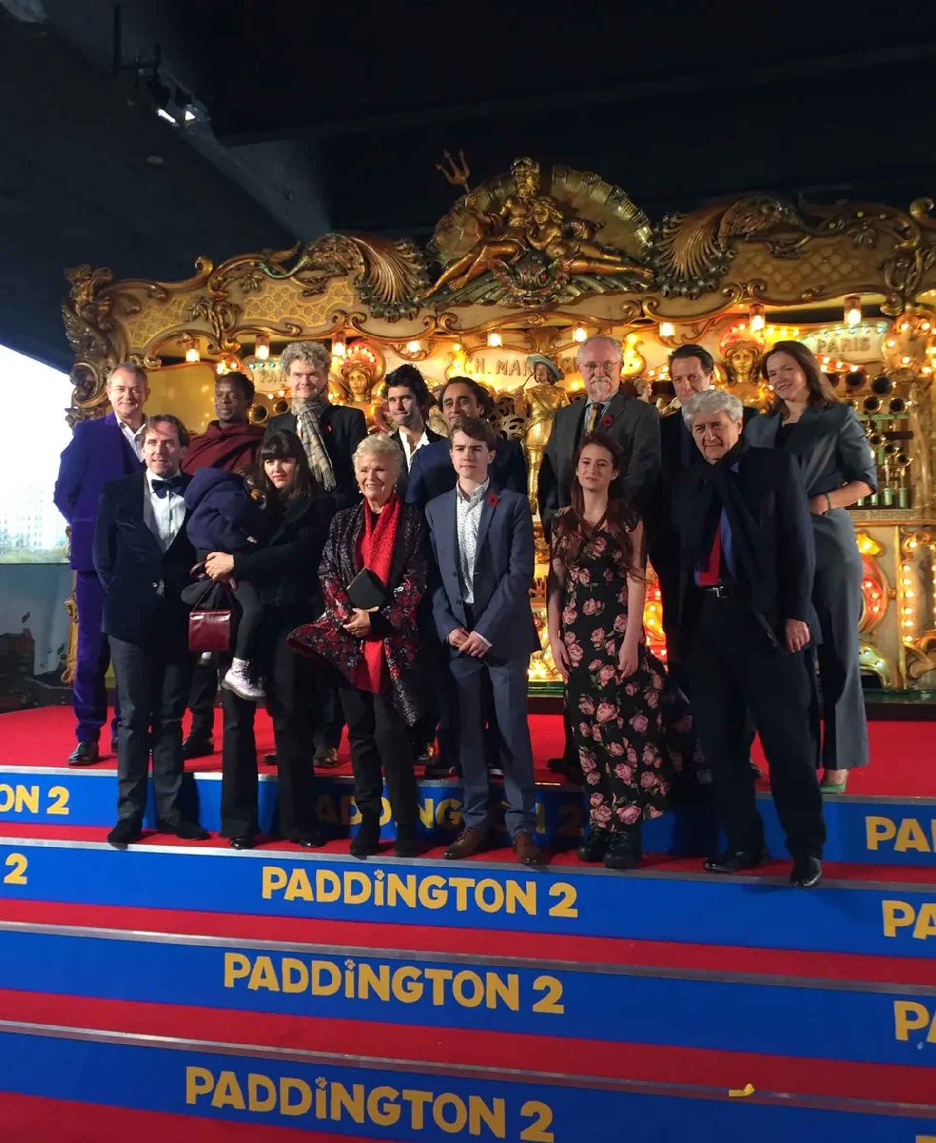 Hugh Grant, Jim Broadbent, Tom Conti, Sanjeev Bhaskar, Hugh Bonneville, Ben Miller, Jessica Hynes, Julie Walters, Ben Whishaw, Simon Farnaby, Kobna Holdbrook-Smith, Claire Keelan, Madeleine Harris, and Samuel Joslin at an event for Paddington 2 (2017)