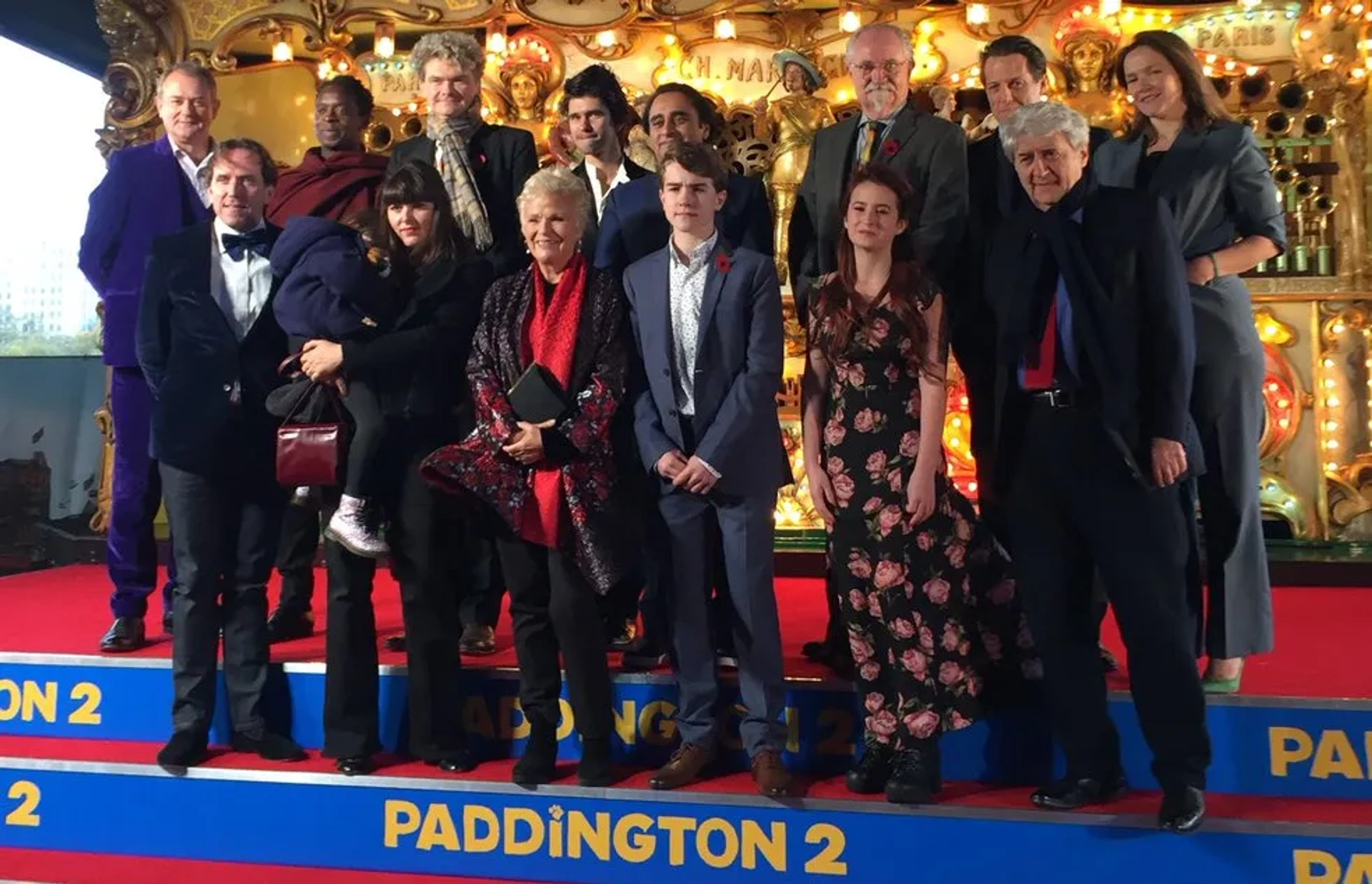 Hugh Grant, Jim Broadbent, Tom Conti, Sanjeev Bhaskar, Hugh Bonneville, Ben Miller, Jessica Hynes, Julie Walters, Ben Whishaw, Simon Farnaby, Kobna Holdbrook-Smith, Claire Keelan, Madeleine Harris, and Samuel Joslin at an event for Paddington 2 (2017)