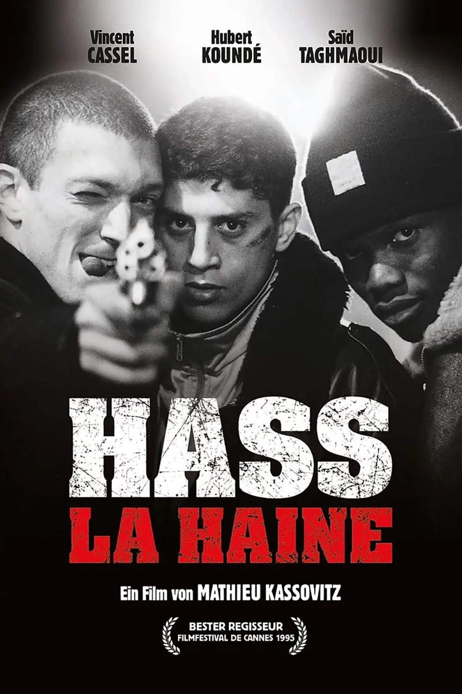 Vincent Cassel, Hubert Koundé, and Saïd Taghmaoui in La haine (1995)