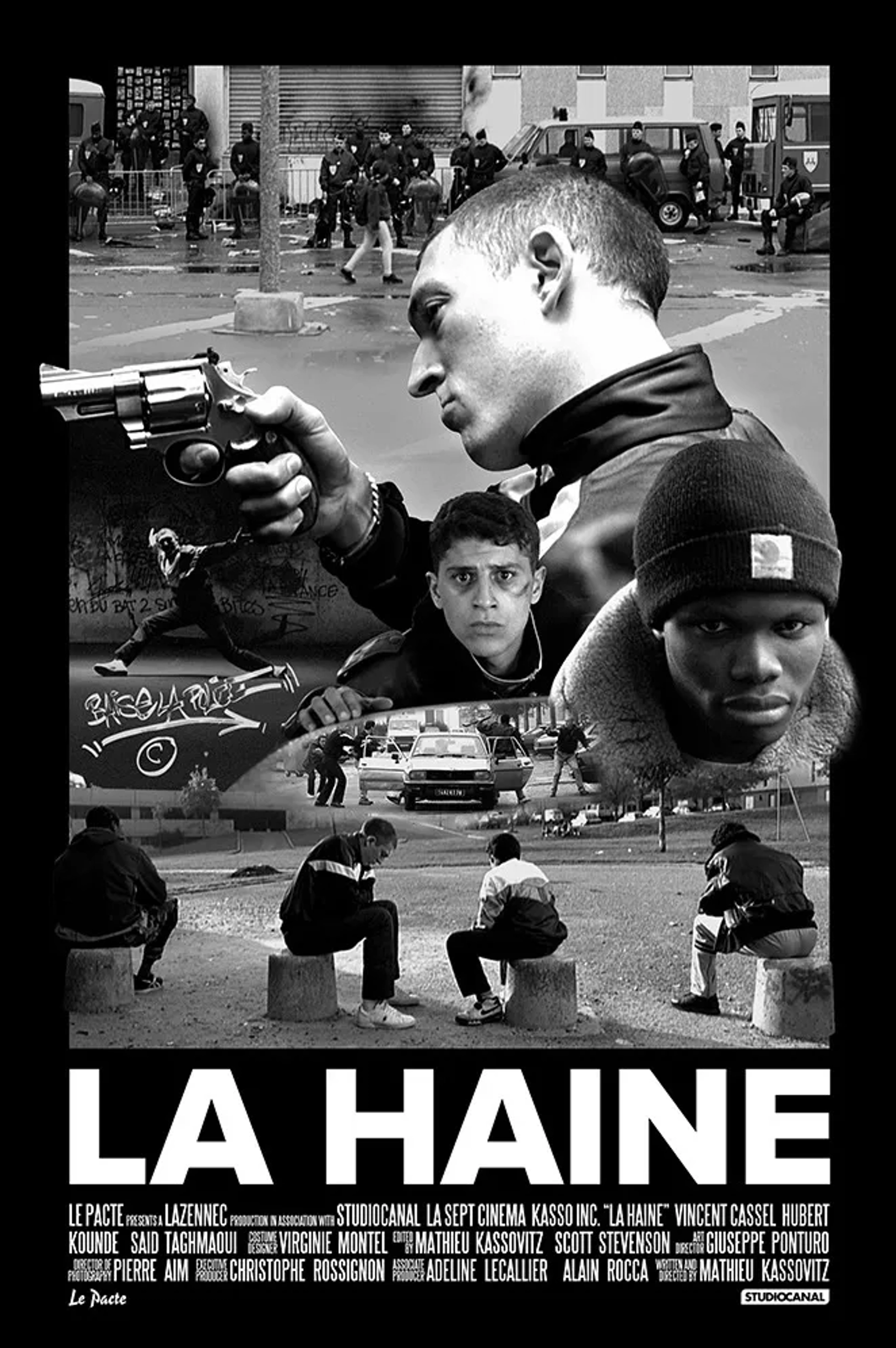 Vincent Cassel, Hubert Koundé, and Saïd Taghmaoui in La haine (1995)