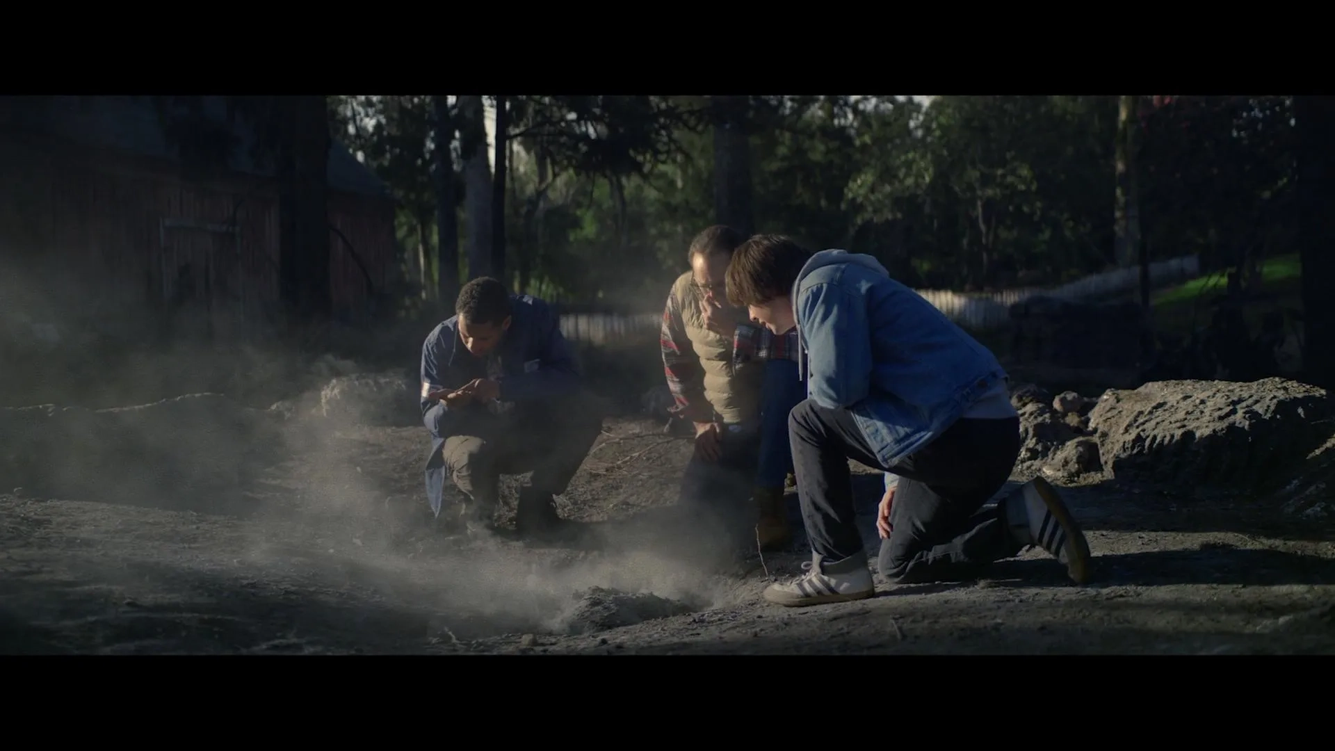 Nicolas Cage, Brendan Meyer, and Elliot Knight in Color Out of Space (2019)