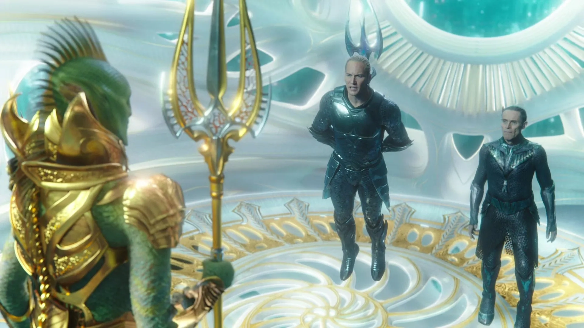 Willem Dafoe, Patrick Wilson, and Andrew Crawford in Aquaman (2018)