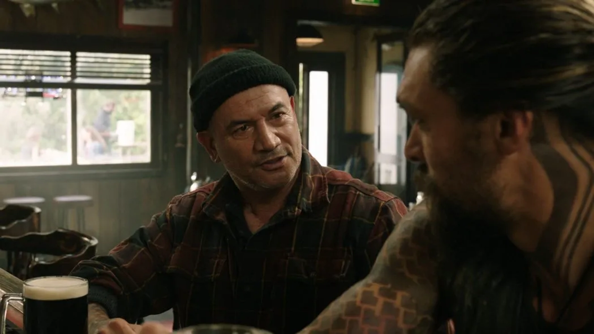 Jason Momoa and Temuera Morrison in Aquaman (2018)