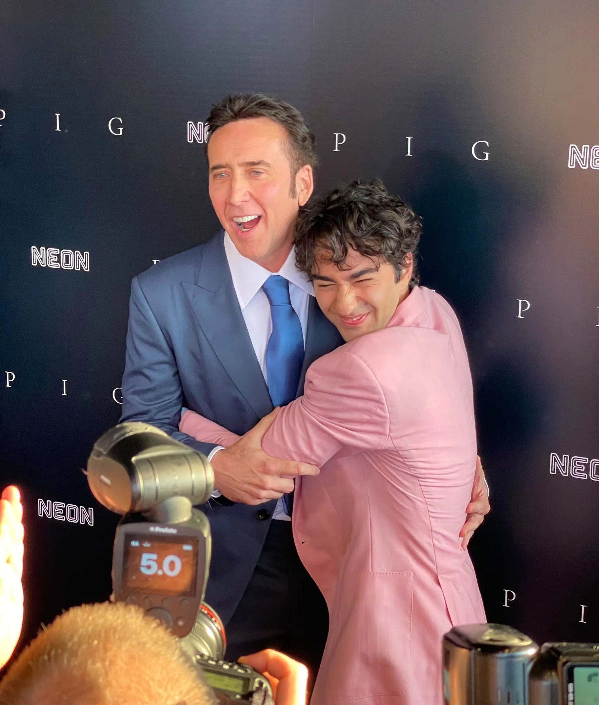 Nicolas Cage and Alex Wolff at an event for Pig (2021)