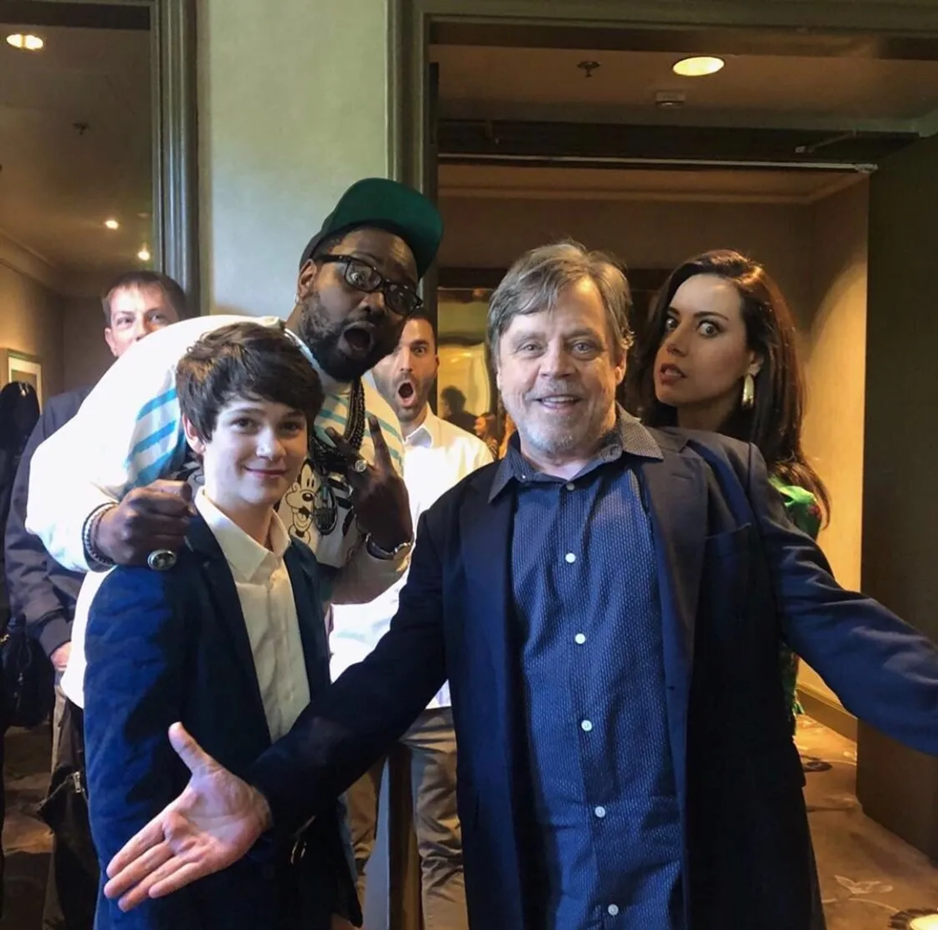 Mark Hamill, Aubrey Plaza, Brian Tyree Henry, and Gabriel Bateman at an event for Child's Play (2019)