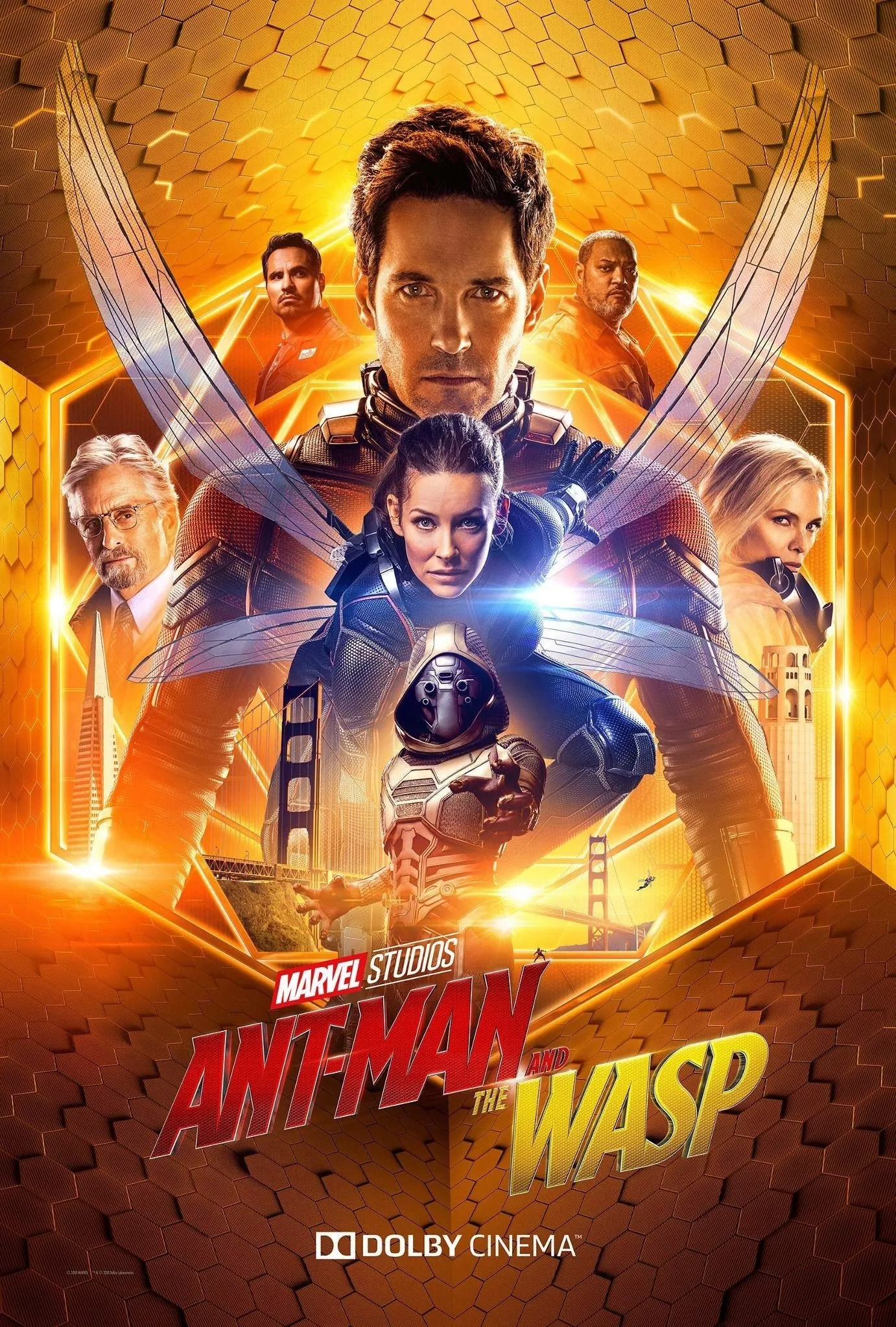 Michael Douglas, Michelle Pfeiffer, Laurence Fishburne, Michael Peña, Paul Rudd, Evangeline Lilly, and Hannah John-Kamen in Ant-Man and the Wasp (2018)