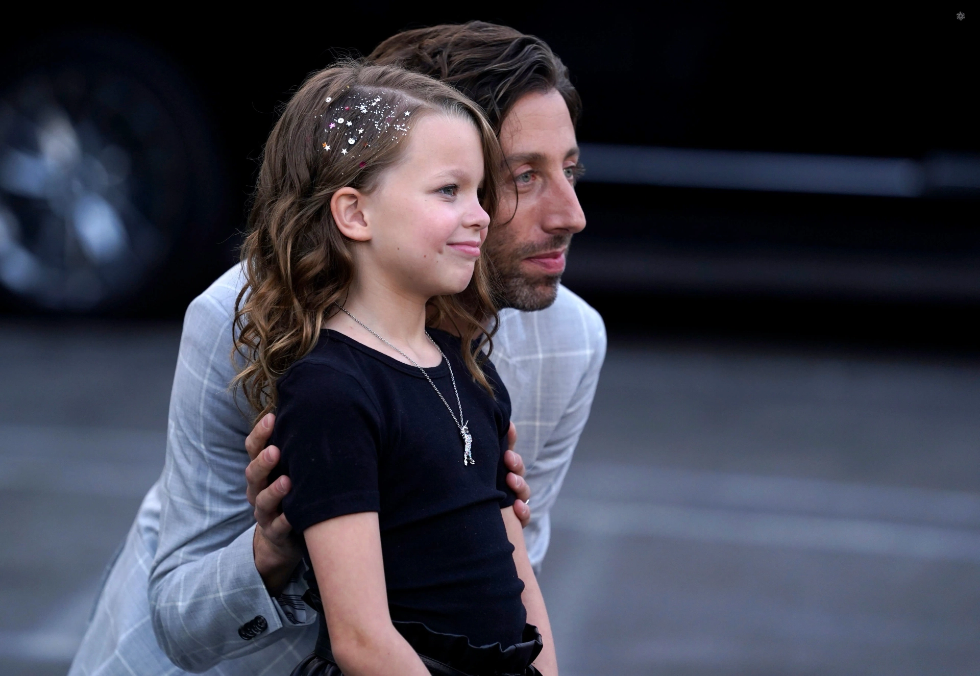 Simon Helberg and Devyn McDowell at an event for Annette (2021)