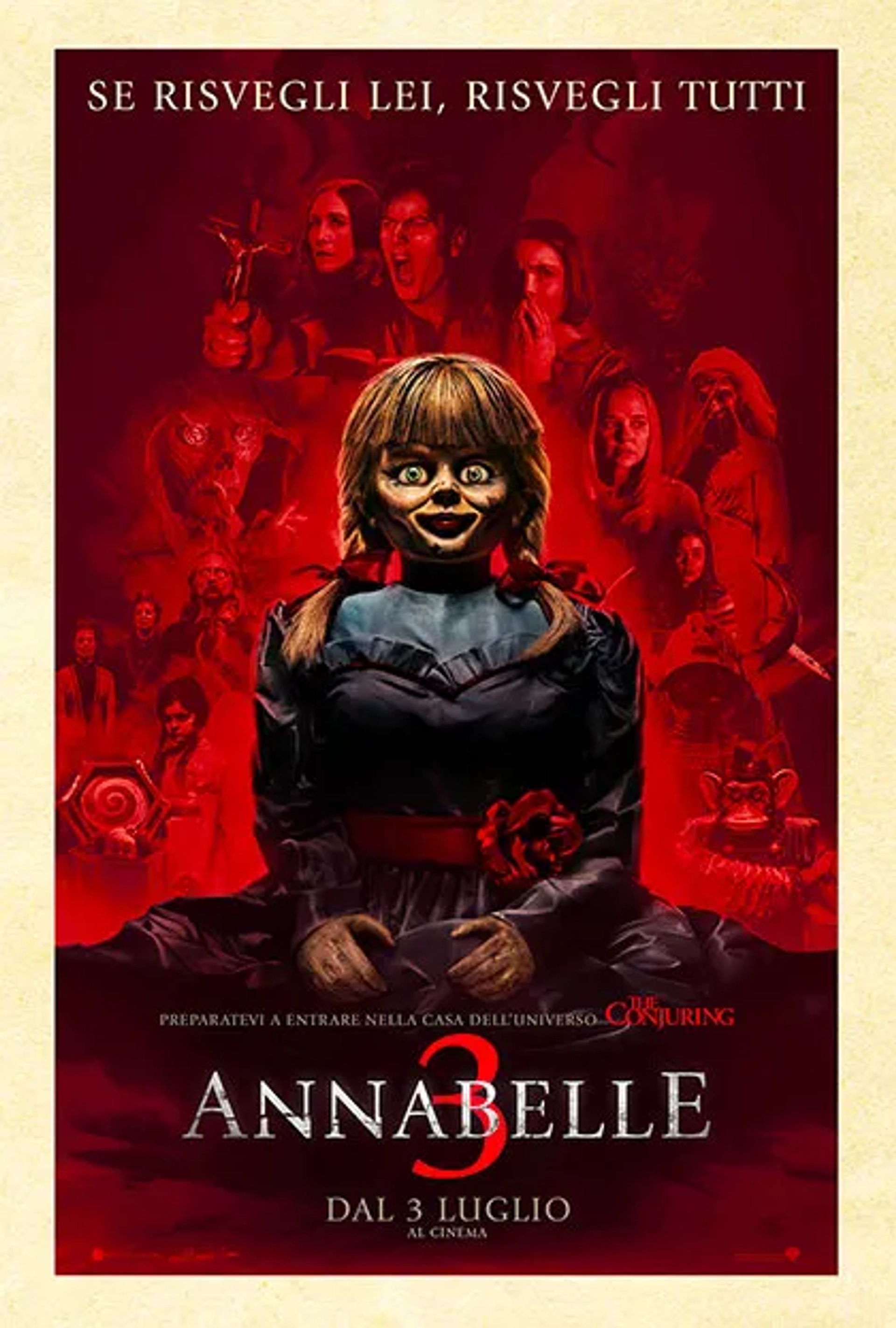 Vera Farmiga, Natalia Safran, Patrick Wilson, Katie Sarife, Mckenna Grace, Samara Lee, and Madison Iseman in Annabelle Comes Home (2019)