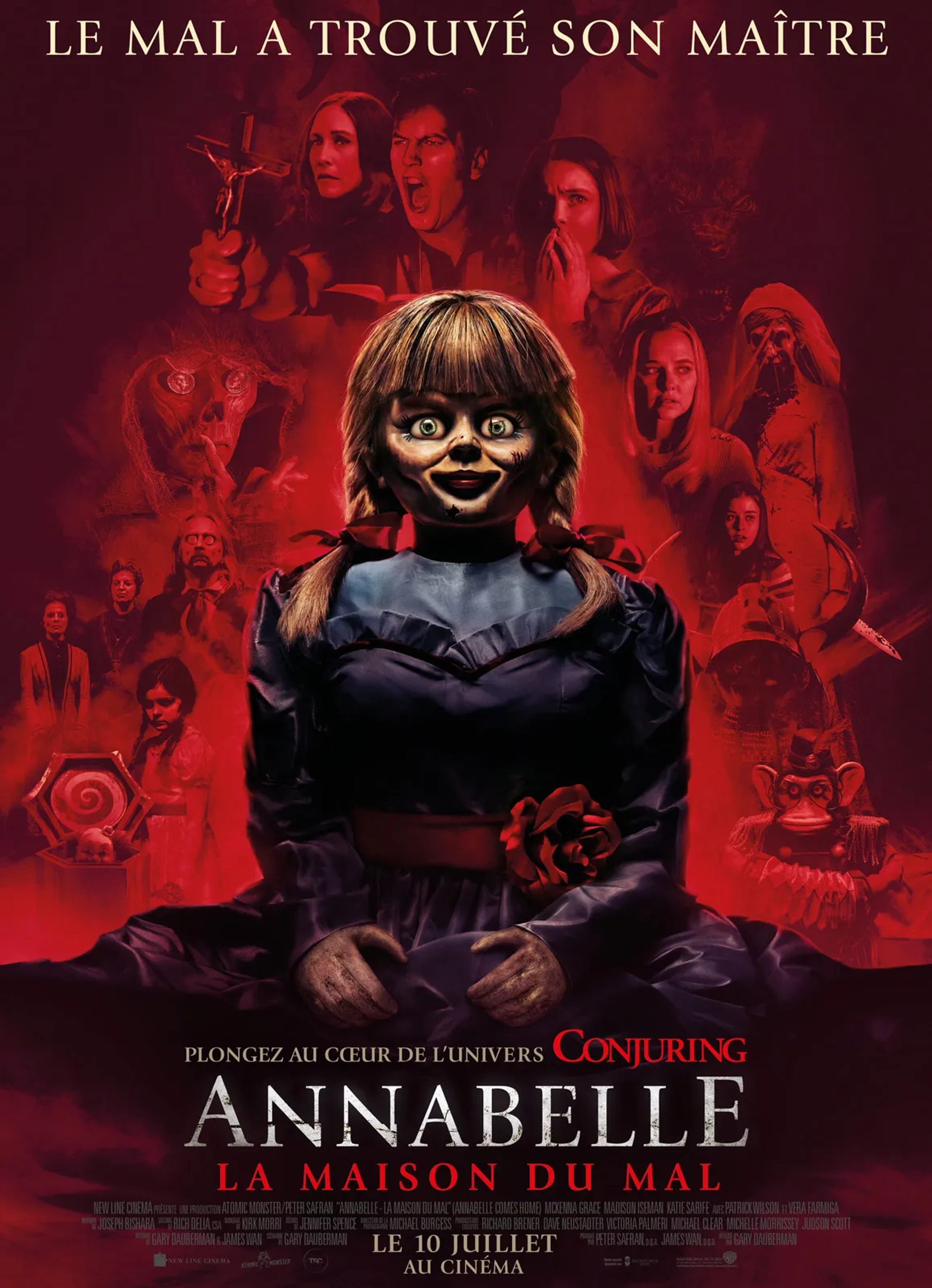 Vera Farmiga, Natalia Safran, Patrick Wilson, Katie Sarife, Mckenna Grace, Samara Lee, and Madison Iseman in Annabelle Comes Home (2019)