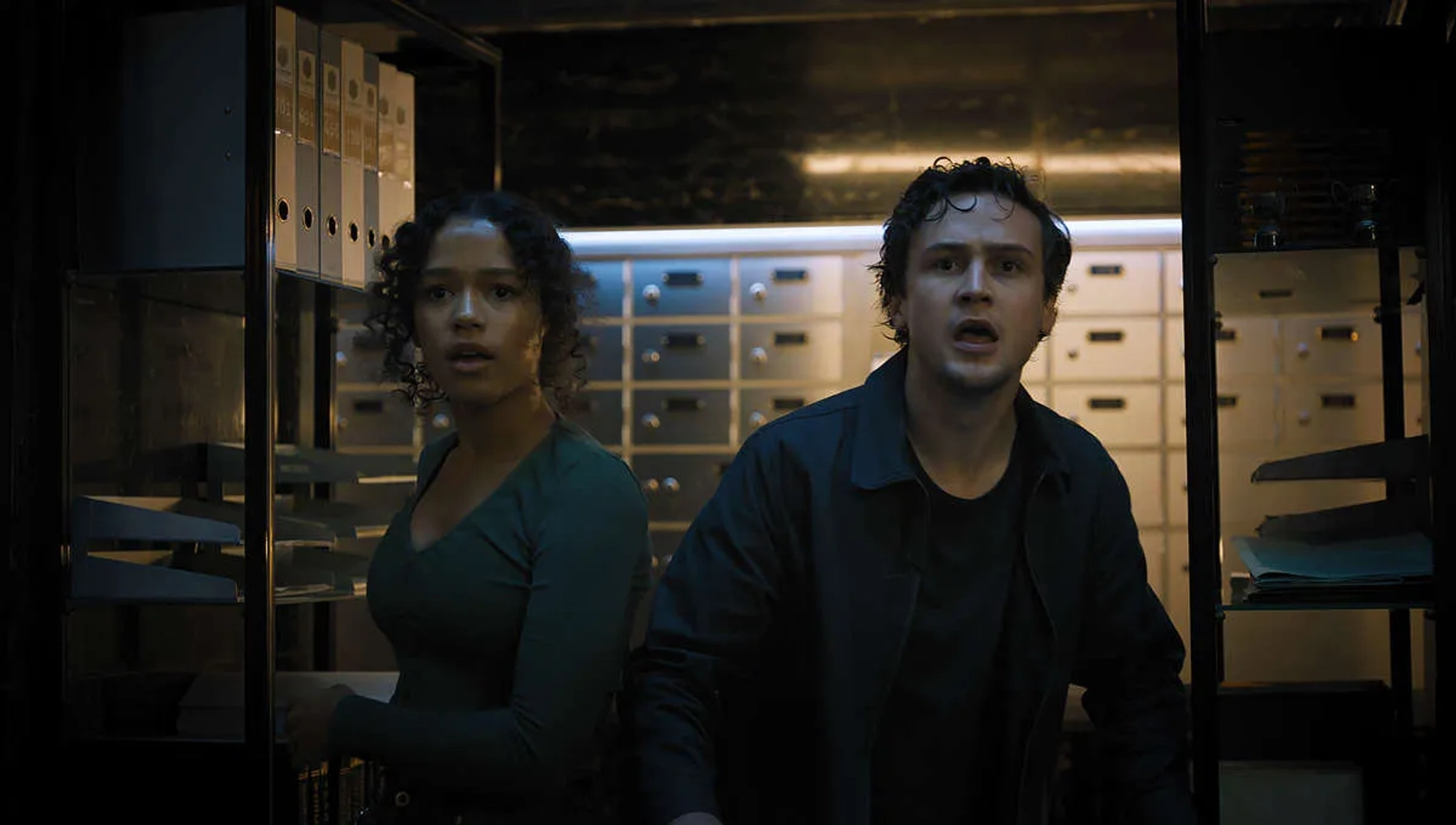 Logan Miller and Taylor Russell in Escape Room: Tournament of Champions (2021)