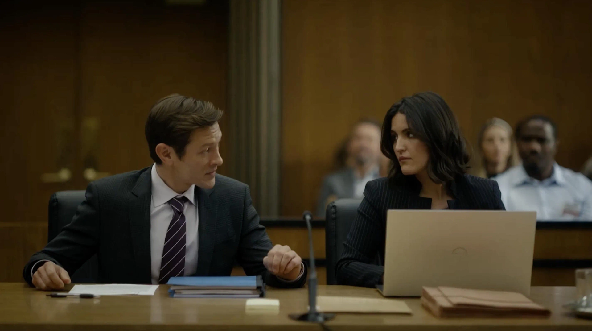 Michael Graziadei and Olivia Baptista in The Lincoln Lawyer (2022)