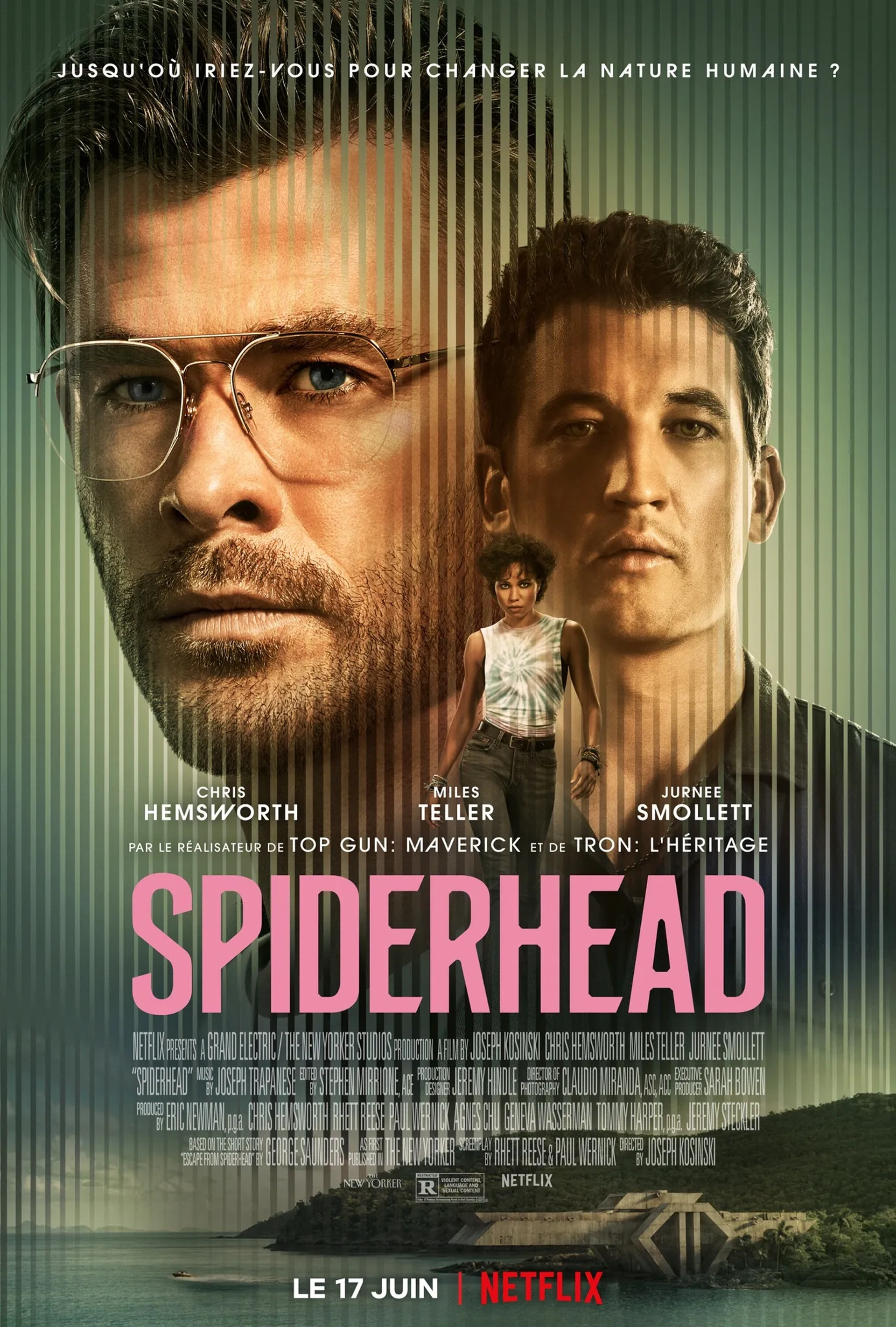 Chris Hemsworth and Miles Teller in Spiderhead (2022)