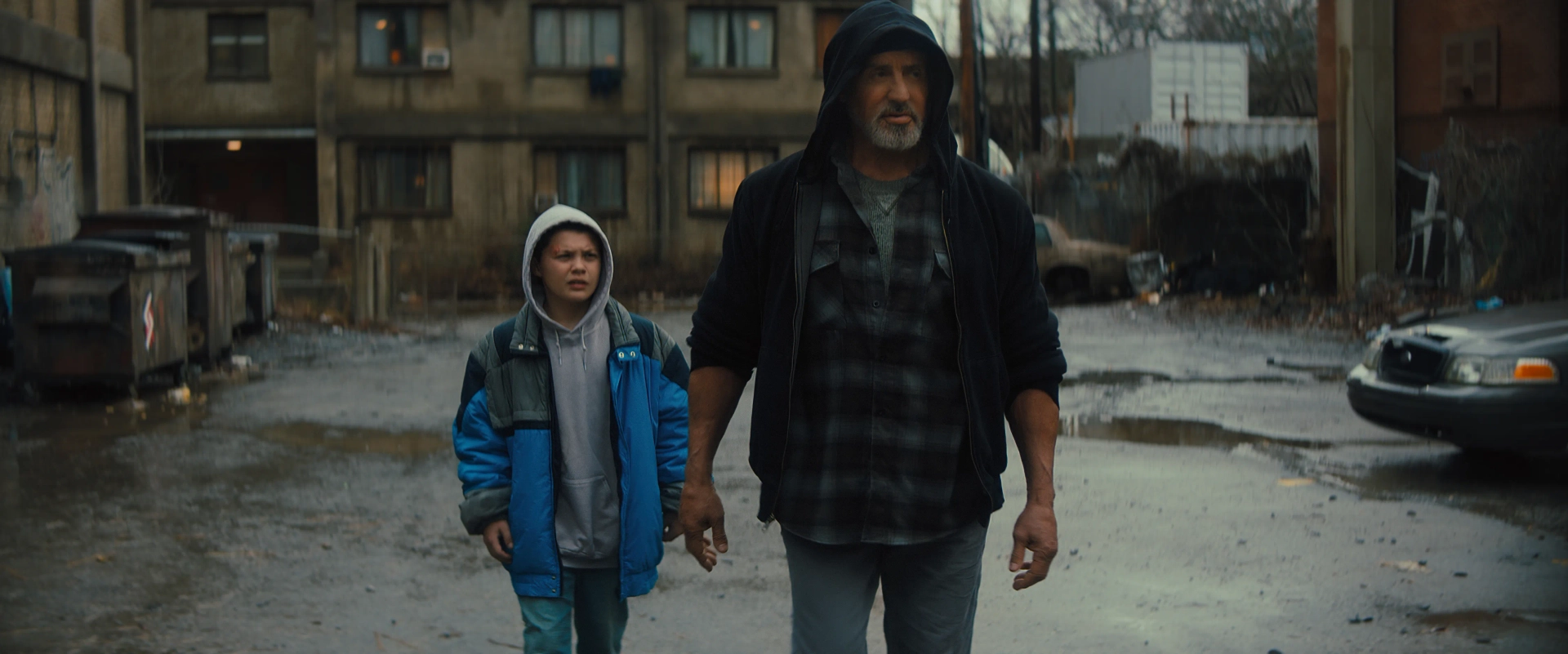 Sylvester Stallone and Javon 'Wanna' Walton in Samaritan (2022)