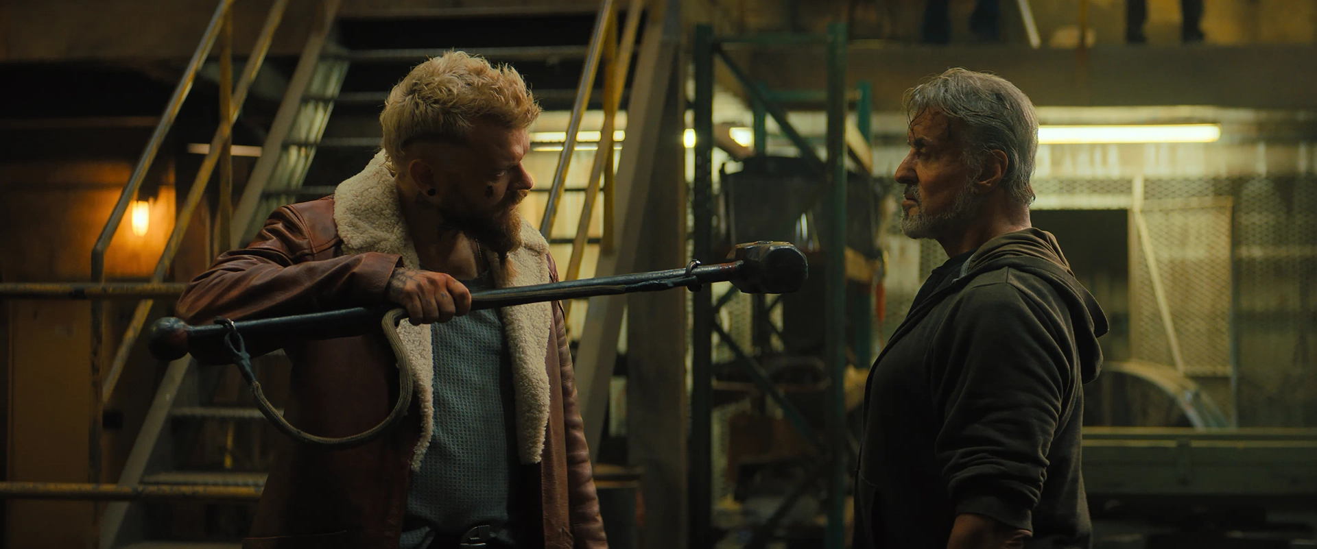 Sylvester Stallone and Pilou Asbæk in Samaritan (2022)