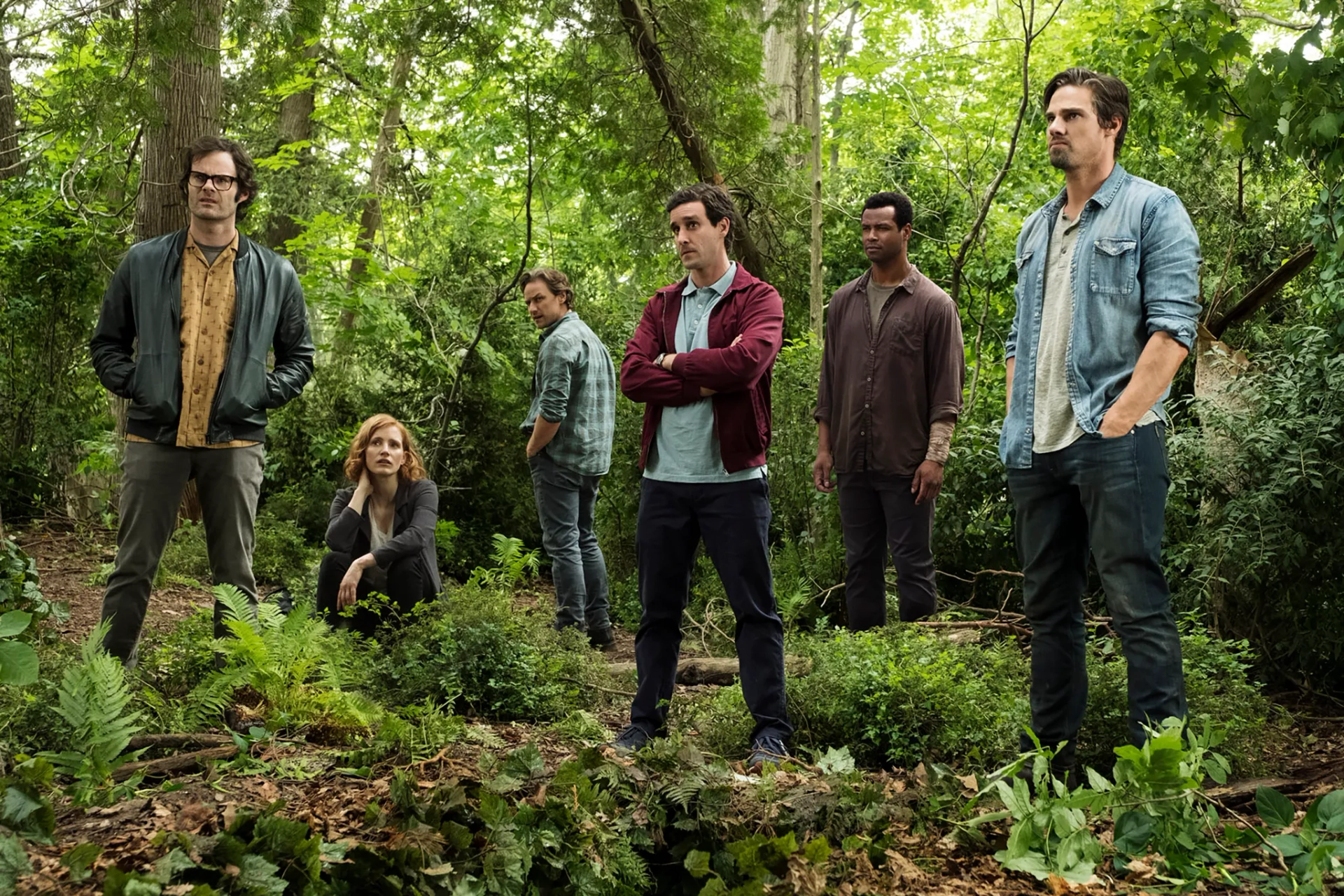 Bill Hader, James McAvoy, James Ransone, Jay Ryan, Jessica Chastain, and Isaiah Mustafa in It Chapter Two (2019)