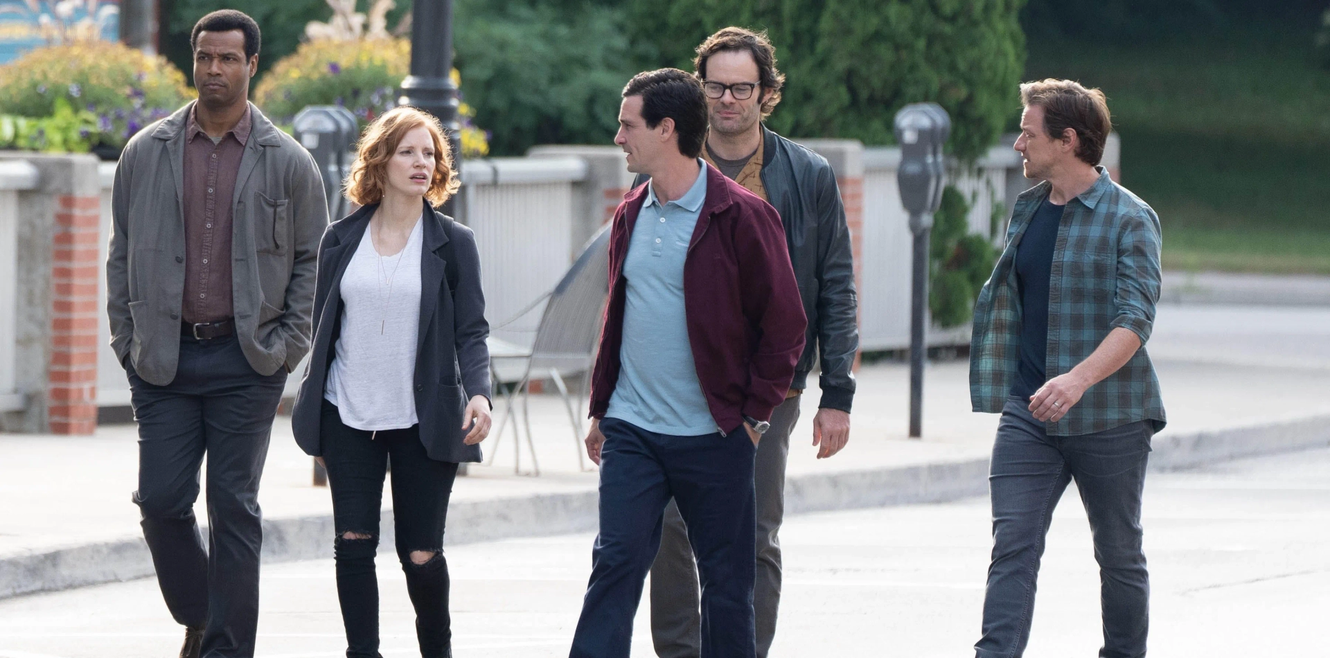 Bill Hader, James McAvoy, James Ransone, Jessica Chastain, and Isaiah Mustafa in It Chapter Two (2019)