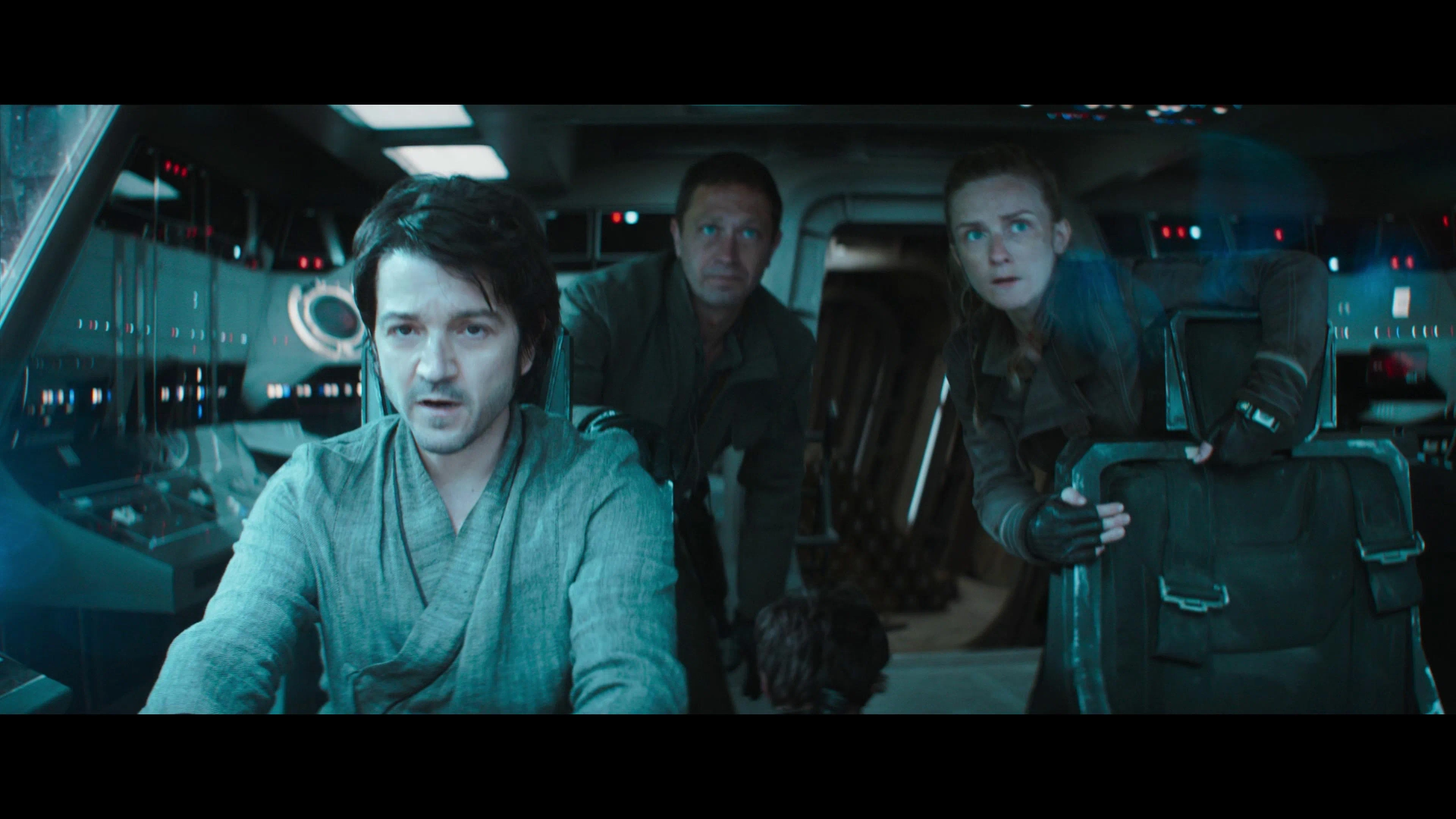 Diego Luna, Ebon Moss-Bachrach, and Faye Marsay in Andor: The Eye (2022)