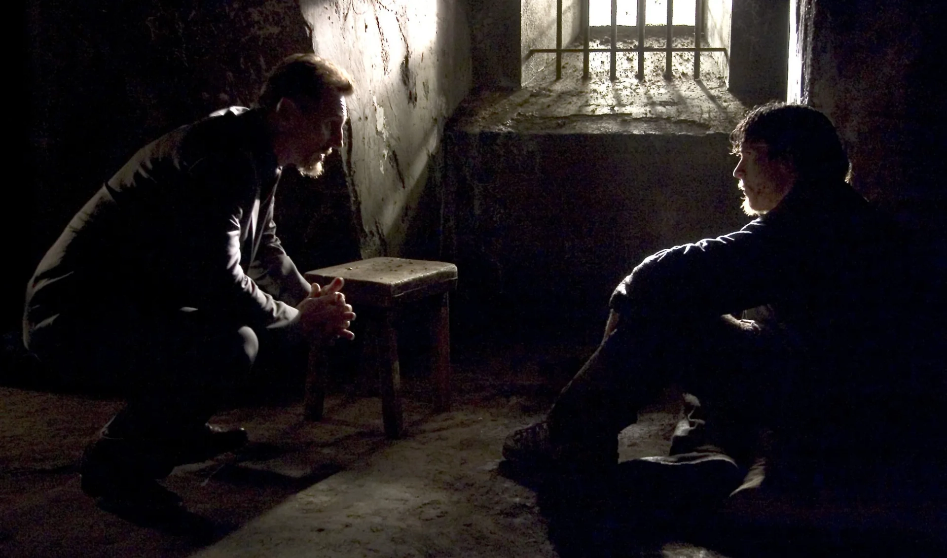 Christian Bale and Liam Neeson in Batman Begins (2005)