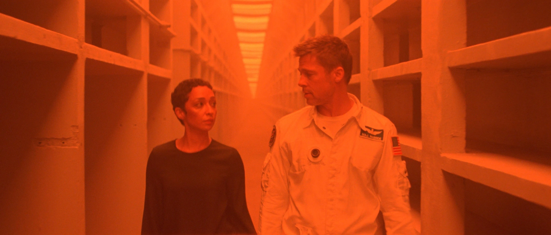 Brad Pitt and Ruth Negga in Ad Astra (2019)