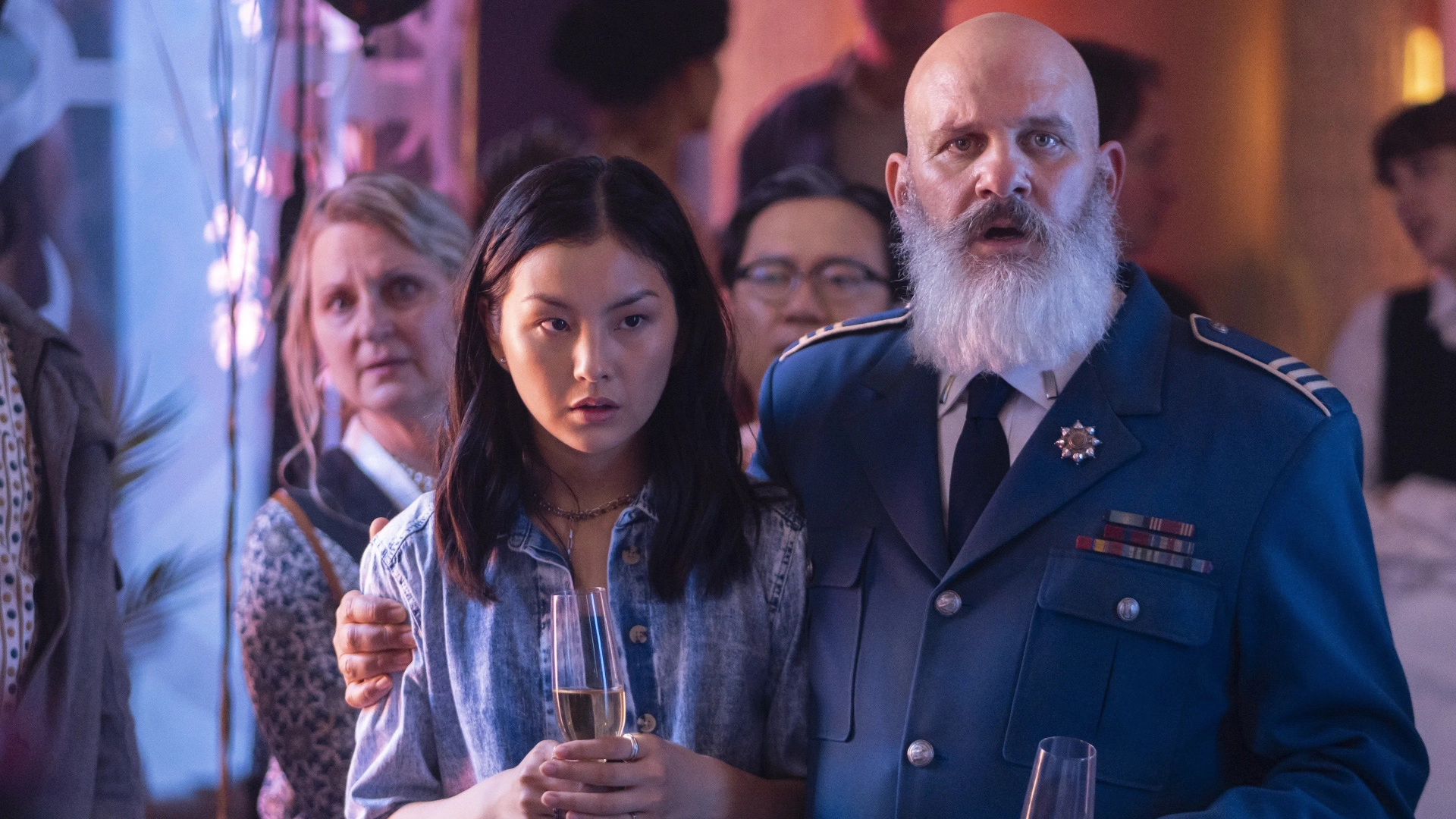 Mike O'Malley and Esther Ming Li in Snowpiercer: A Beacon for Us All (2022)