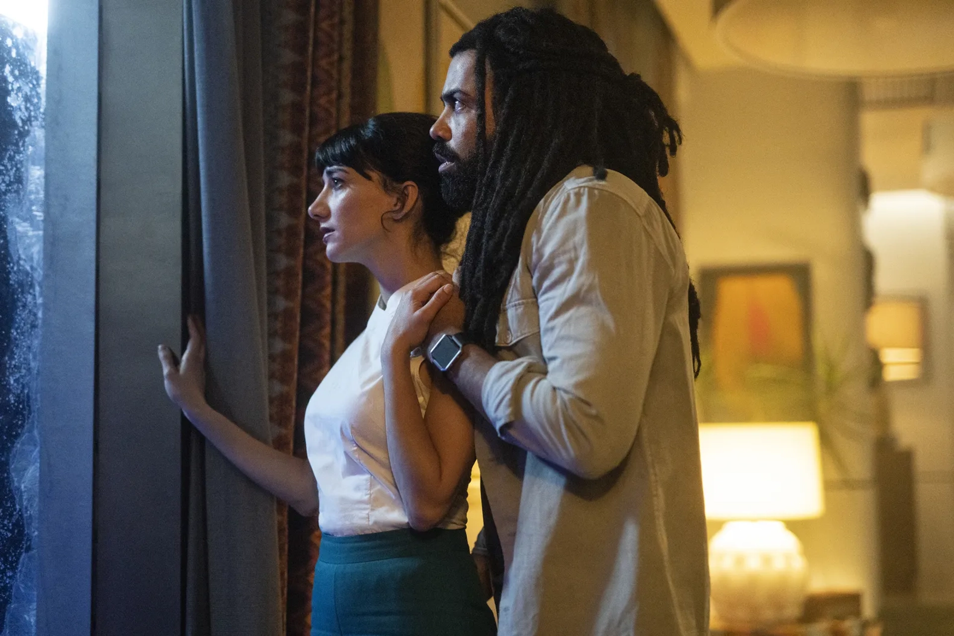 Sheila Vand and Daveed Diggs in Snowpiercer: Our Answer for Everything (2021)