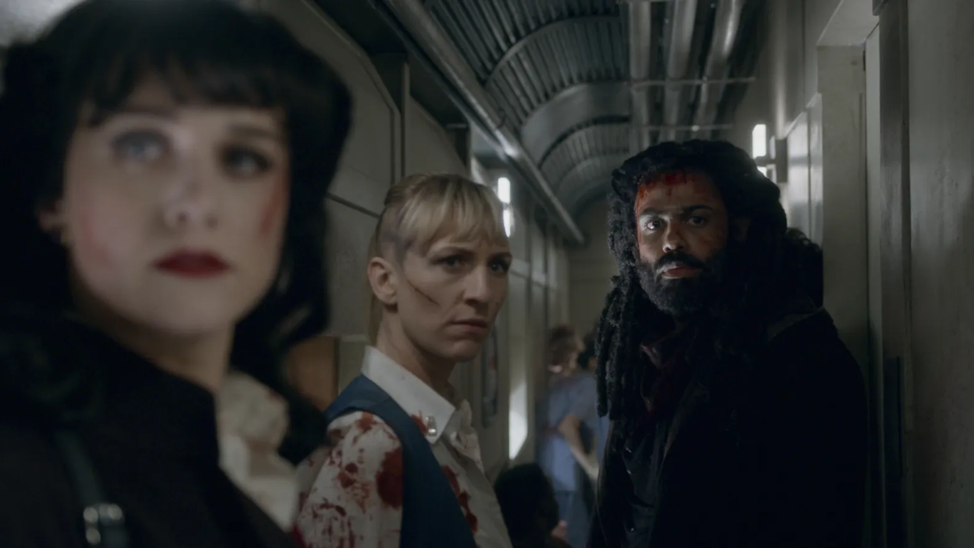 Mickey Sumner, Lena Hall, and Daveed Diggs in Snowpiercer (2020)