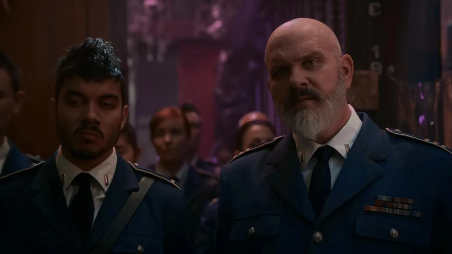 Mike O'Malley and Sam Otto in Snowpiercer (2020)