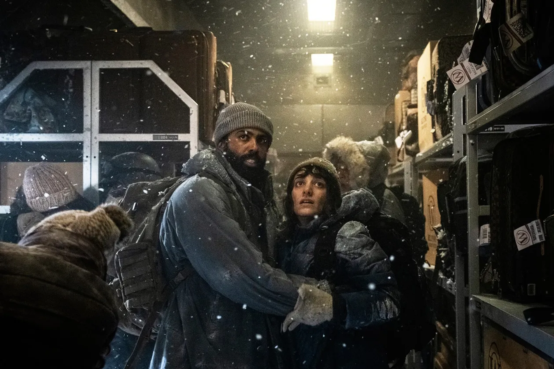 Sheila Vand and Daveed Diggs in Snowpiercer (2020)