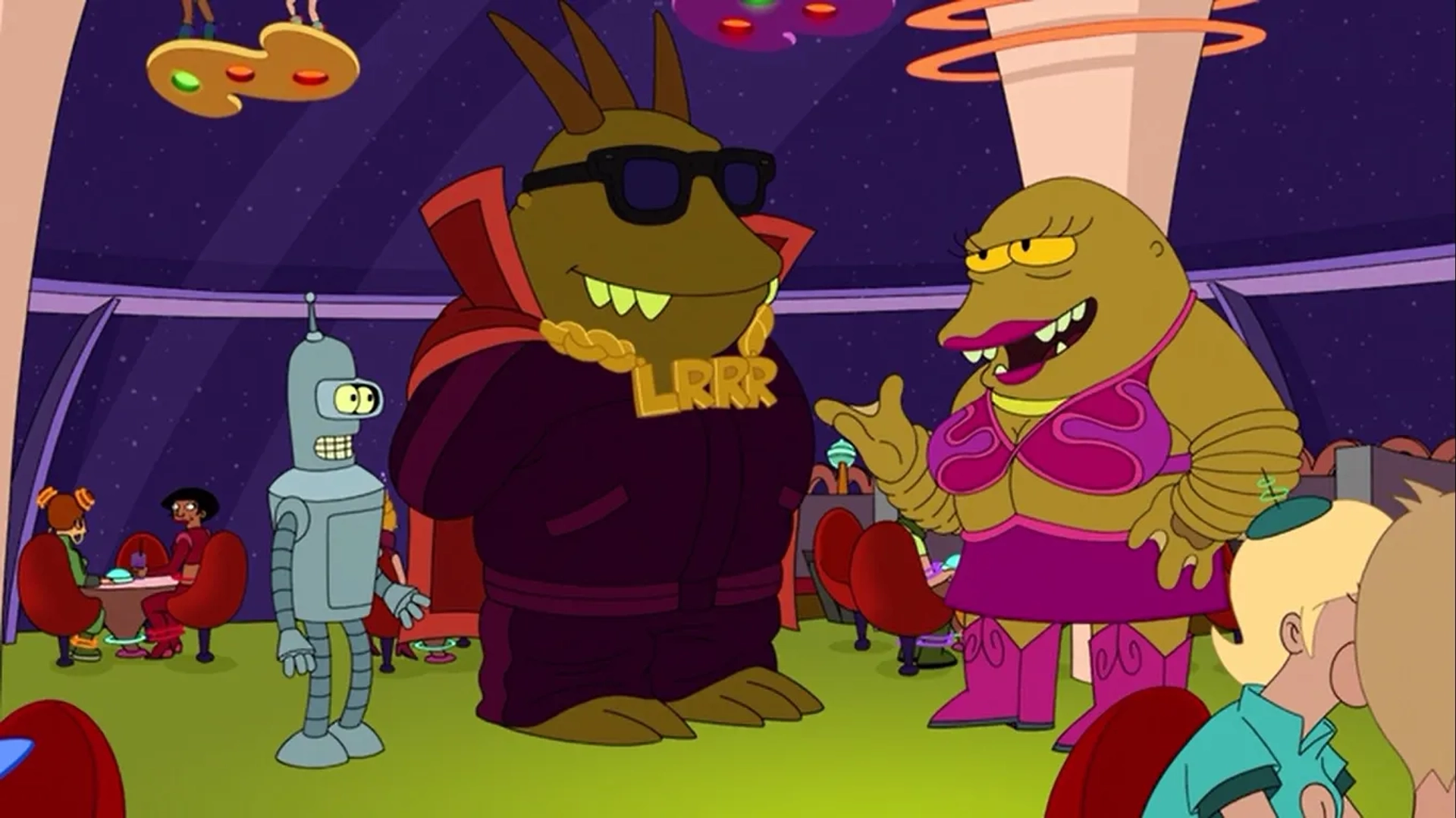 Maurice LaMarche, John DiMaggio, and Katee Sackhoff in Futurama (1999)