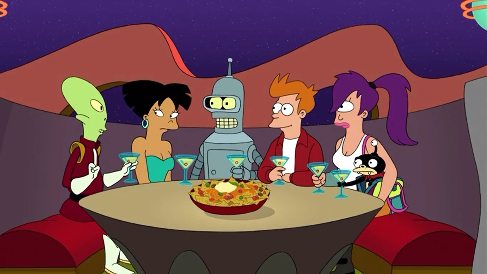 Katey Sagal, Maurice LaMarche, John DiMaggio, Lauren Tom, Frank Welker, and Billy West in Futurama (1999)