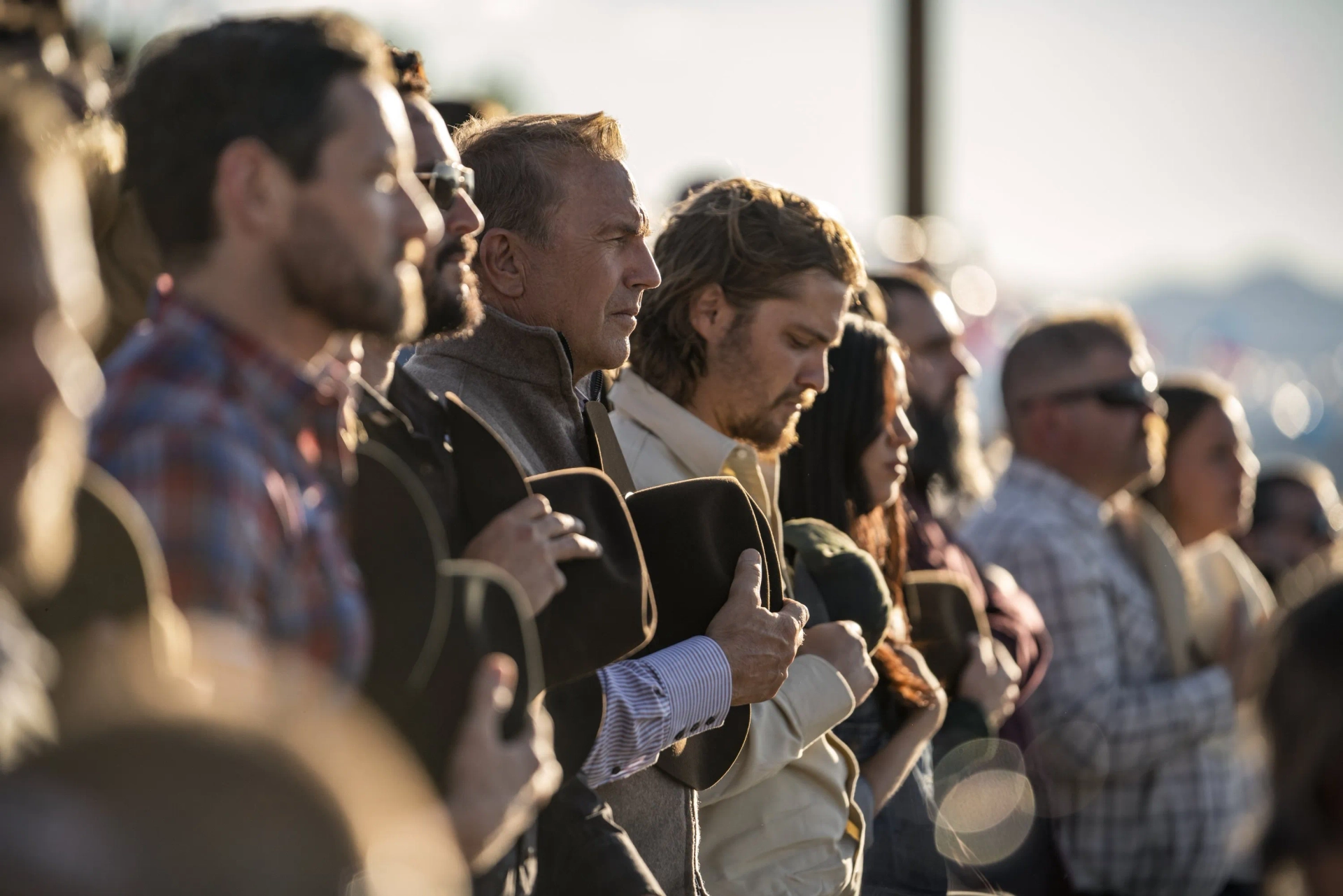 Kevin Costner, Ian Bohen, Kelsey Asbille, and Luke Grimes in Yellowstone: An Acceptable Surrender (2020)