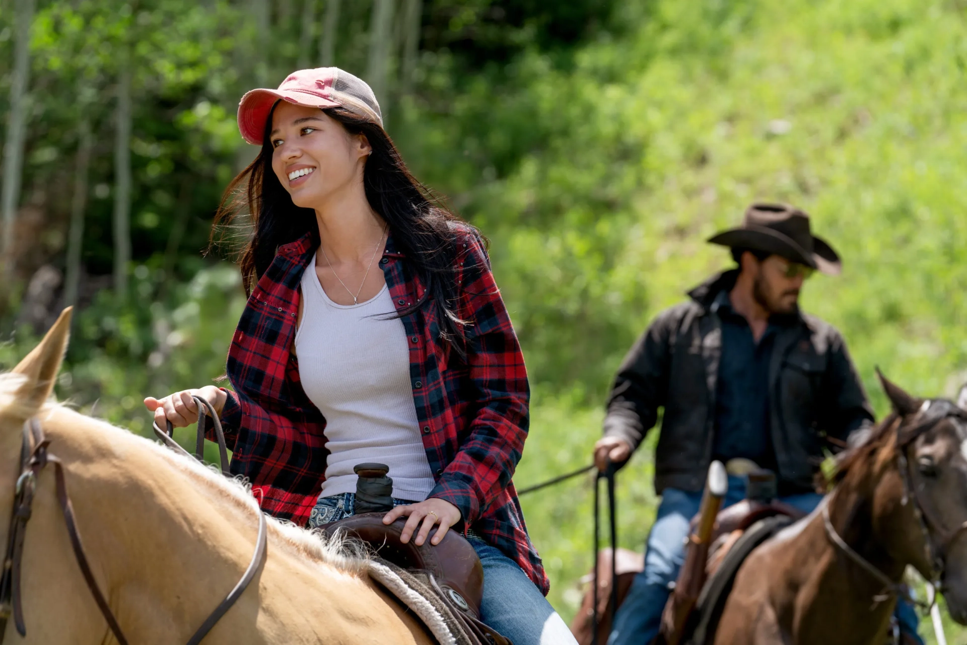 Cole Hauser and Kelsey Asbille in Yellowstone: Freight Trains and Monsters (2020)