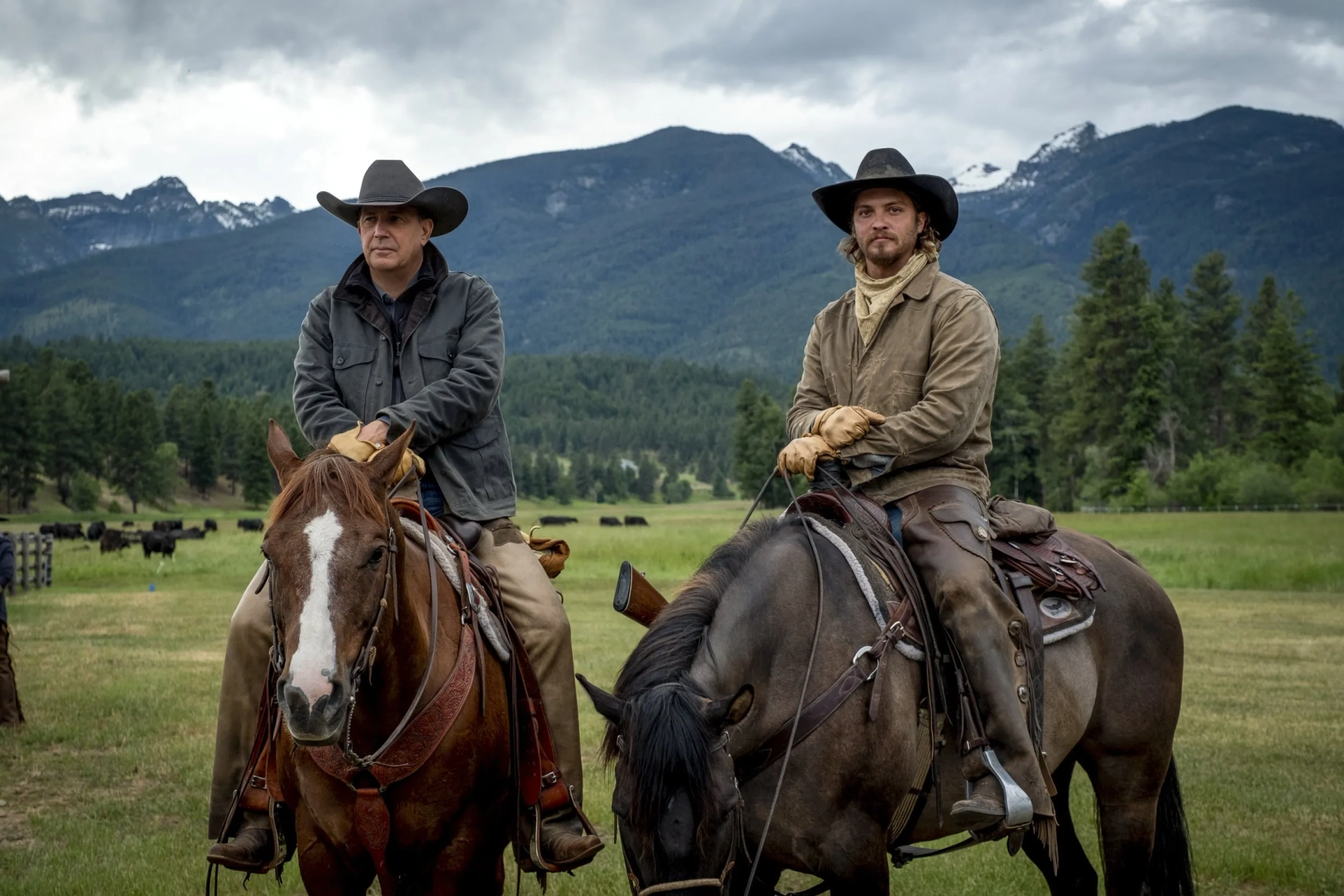 Kevin Costner and Luke Grimes in Yellowstone: You're the Indian Now (2020)