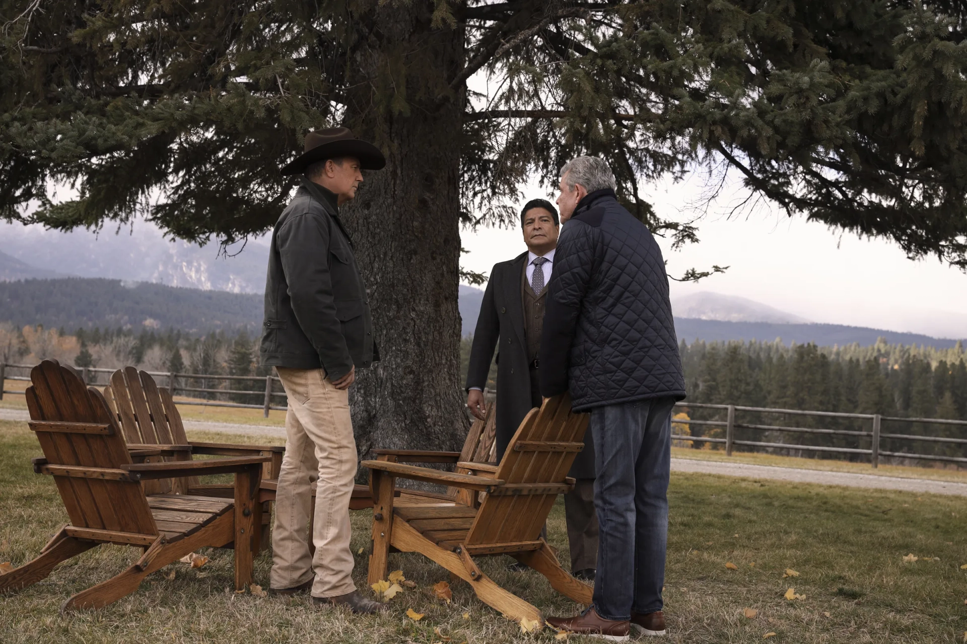 Kevin Costner, Gil Birmingham, and Danny Huston in Yellowstone (2018)