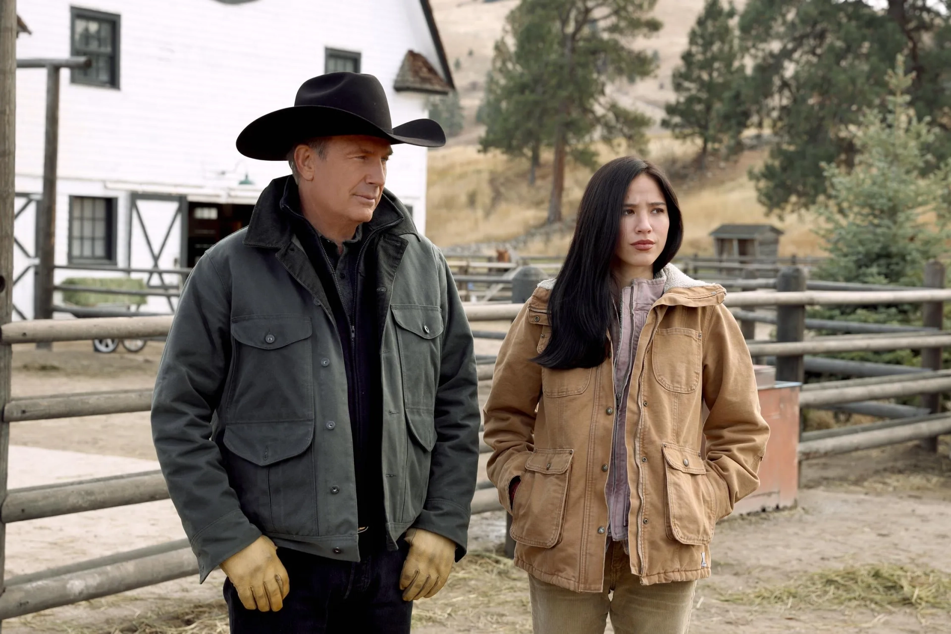 Kevin Costner and Kelsey Asbille in Yellowstone (2018)