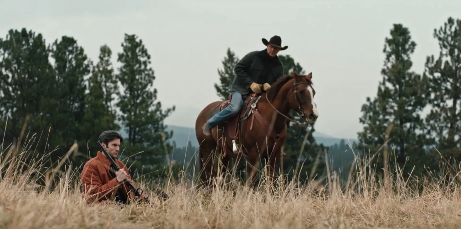 Kevin Costner and Wes Bentley in Yellowstone (2018)