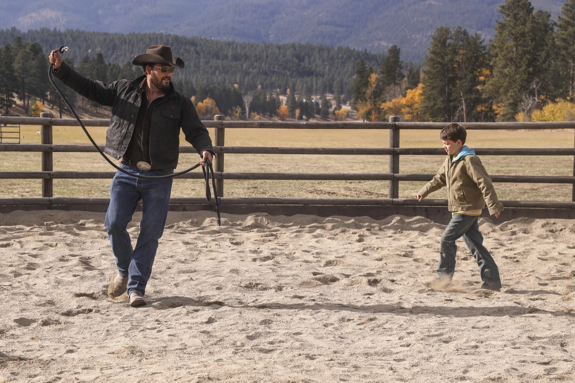 Cole Hauser and Brecken Merrill in Yellowstone (2018)