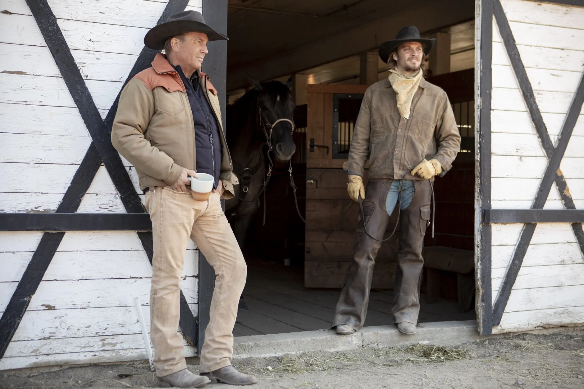 Kevin Costner and Luke Grimes in Yellowstone (2018)