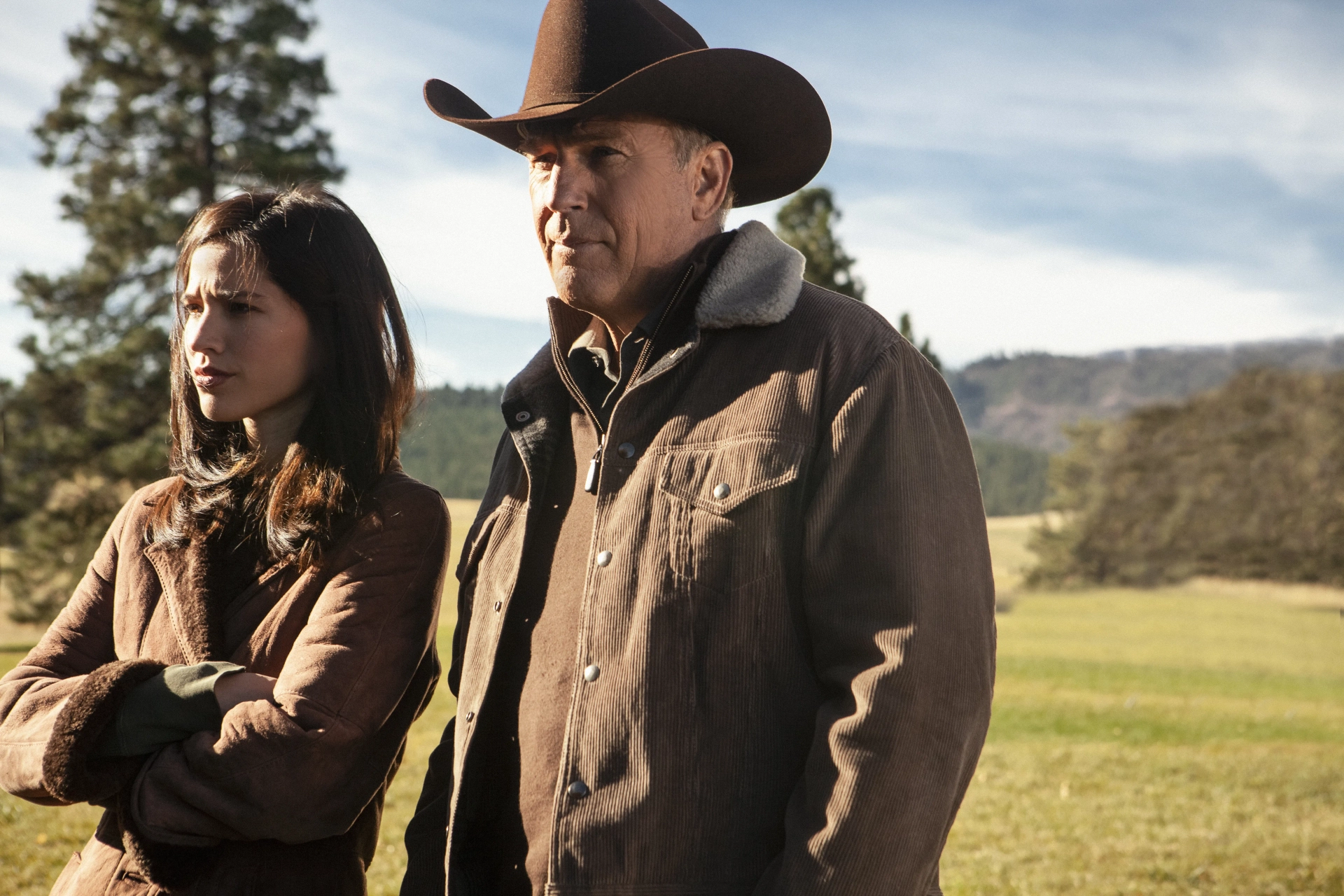 Kevin Costner and Kelsey Asbille in Yellowstone (2018)