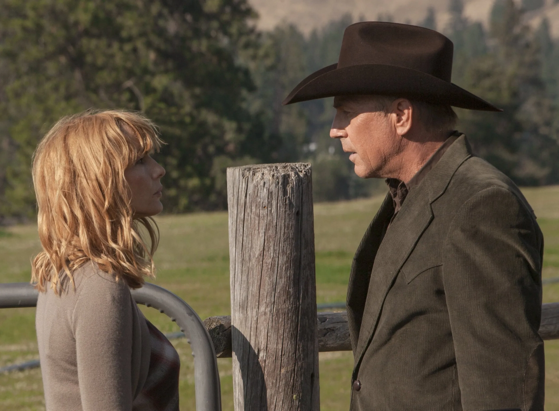 Kevin Costner and Kelly Reilly in Yellowstone (2018)