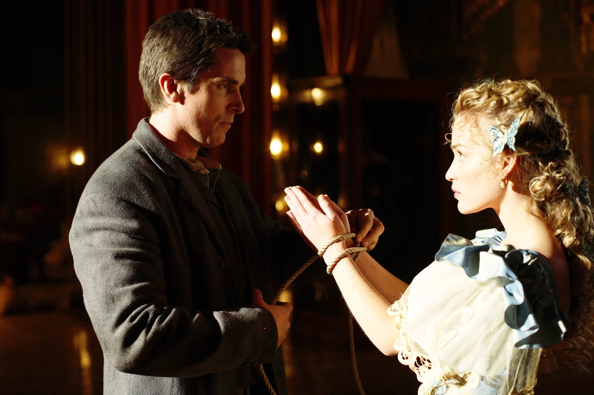 Christian Bale and Piper Perabo in The Prestige (2006)