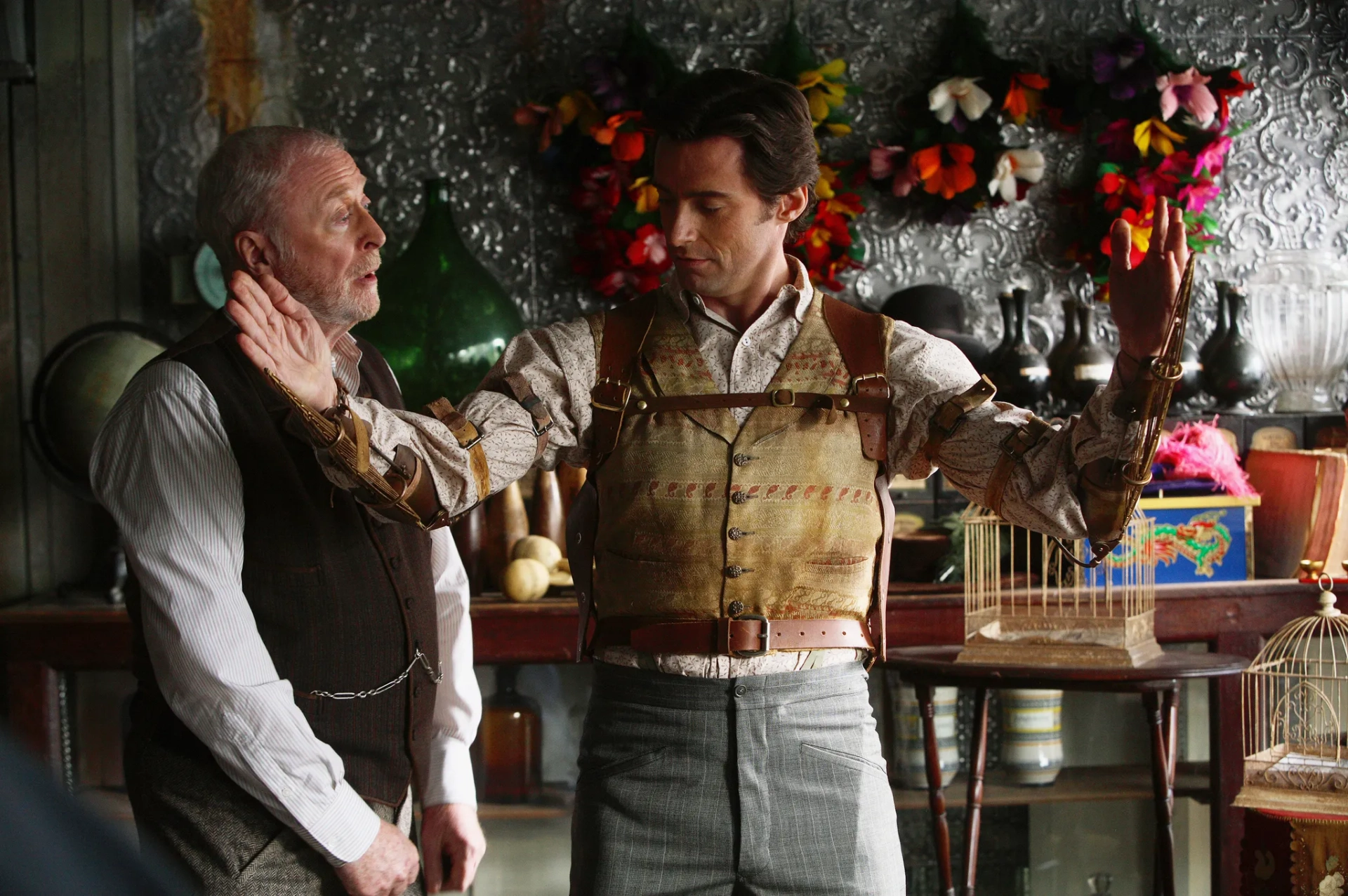 Michael Caine and Hugh Jackman in The Prestige (2006)